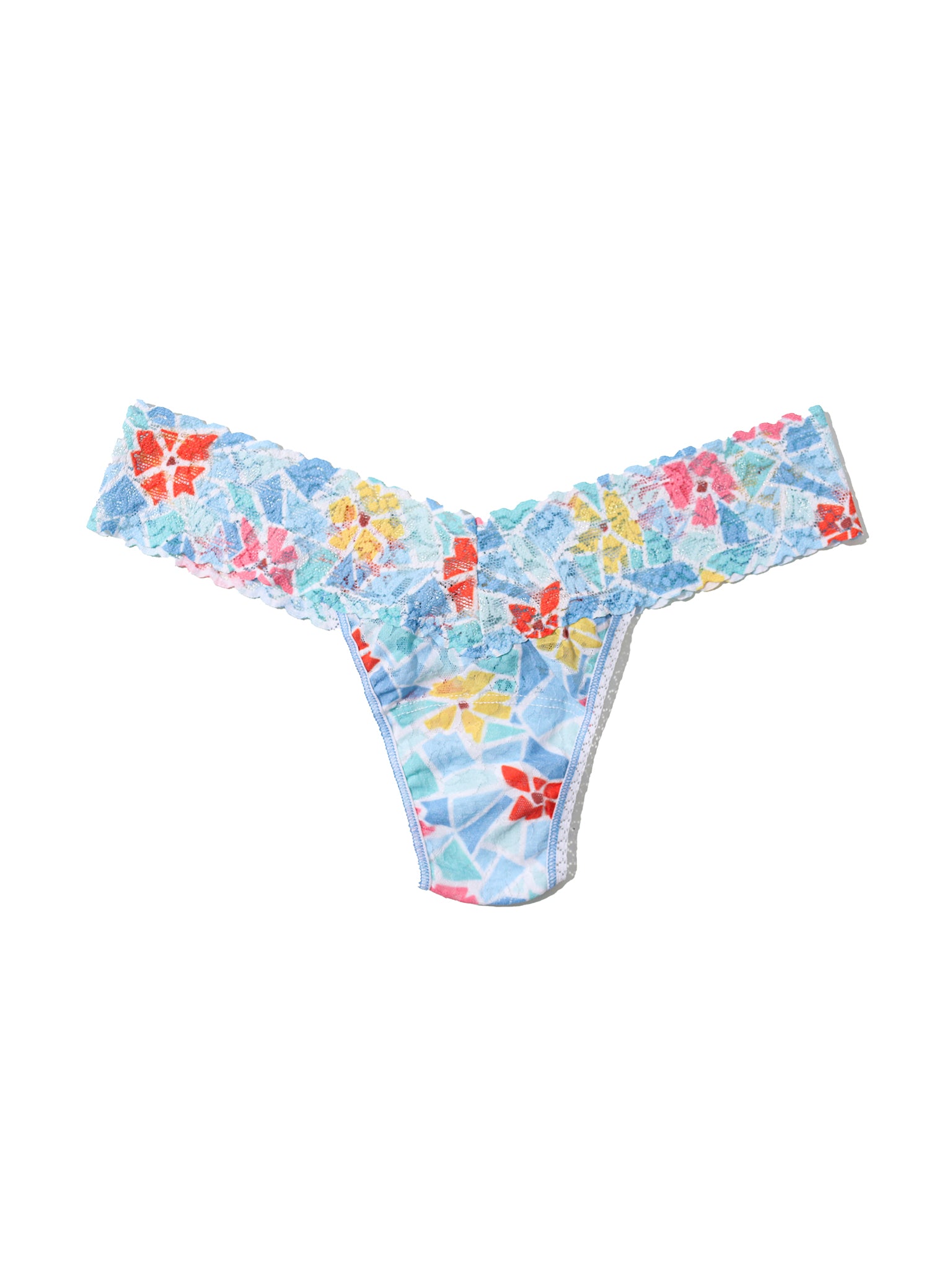 Printed Signature Lace® Low Rise Thong Floral Mosaic White Sale