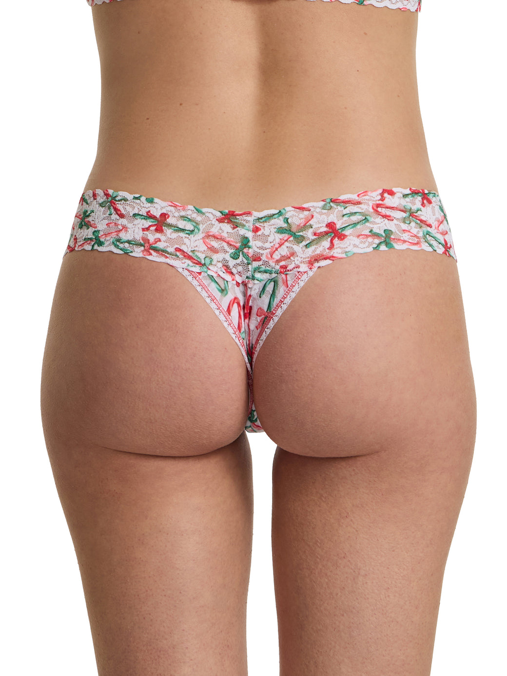 4911® Printed Signature Lace® Low Rise Thong Holiday Candy Canes Sale