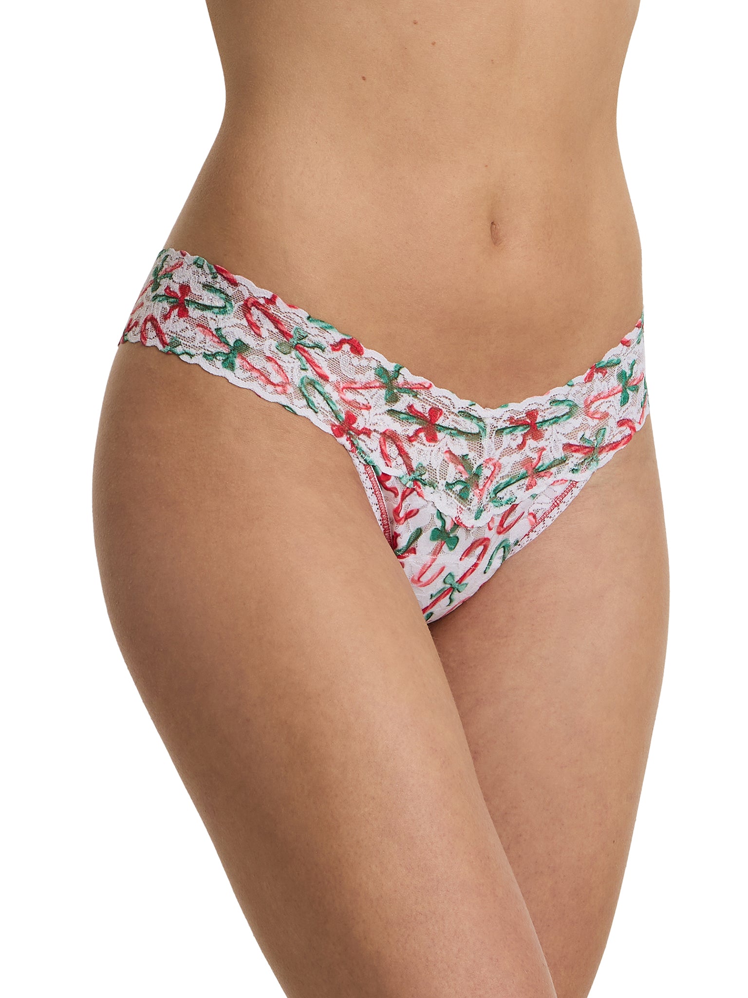 4911® Printed Signature Lace® Low Rise Thong Holiday Candy Canes Sale