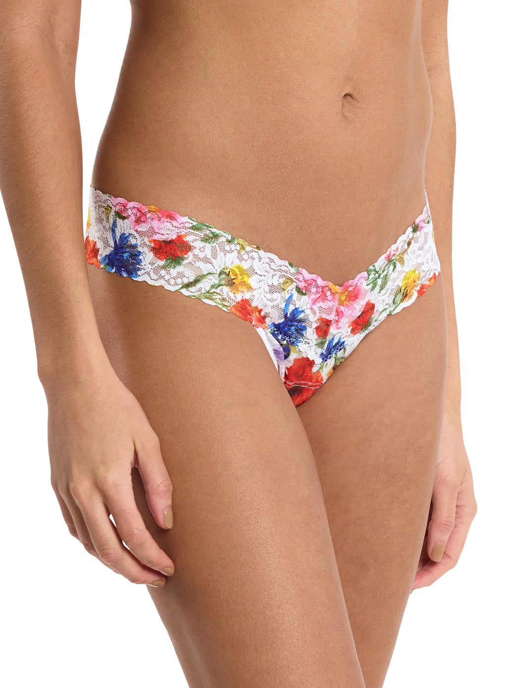 Printed Signature Lace® Low Rise Thong Meadow Mix White  Black Friday Sale