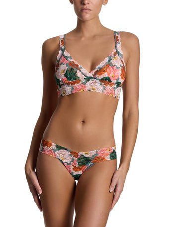 Floral Print Signature Lace® Low Rise Thong Paint Me Like - Front On Model | Hanky Panky