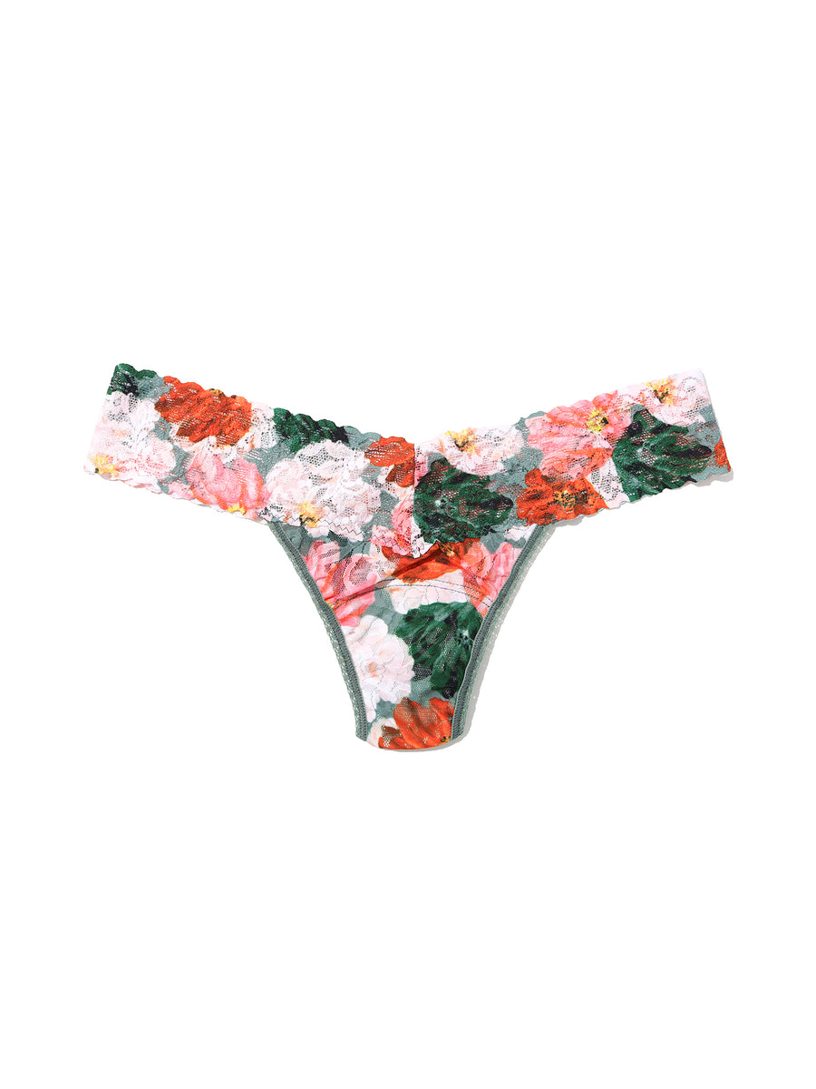 Floral Print Signature Lace® Low Rise Thong Paint Me Like - Flat Lay | Hanky Panky