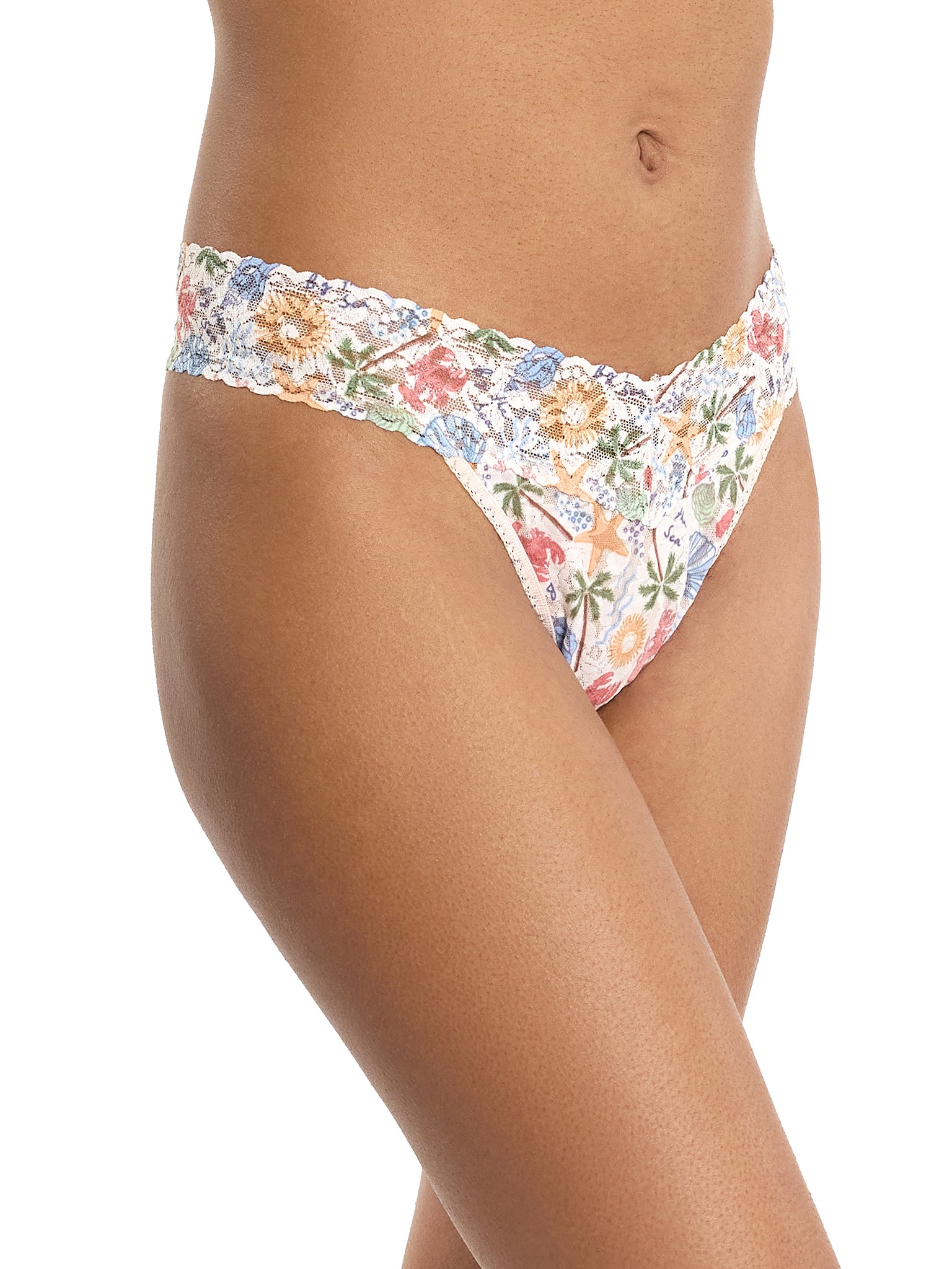 Printed Signature Lace® Original Rise Thong By The Sea Beige Sale