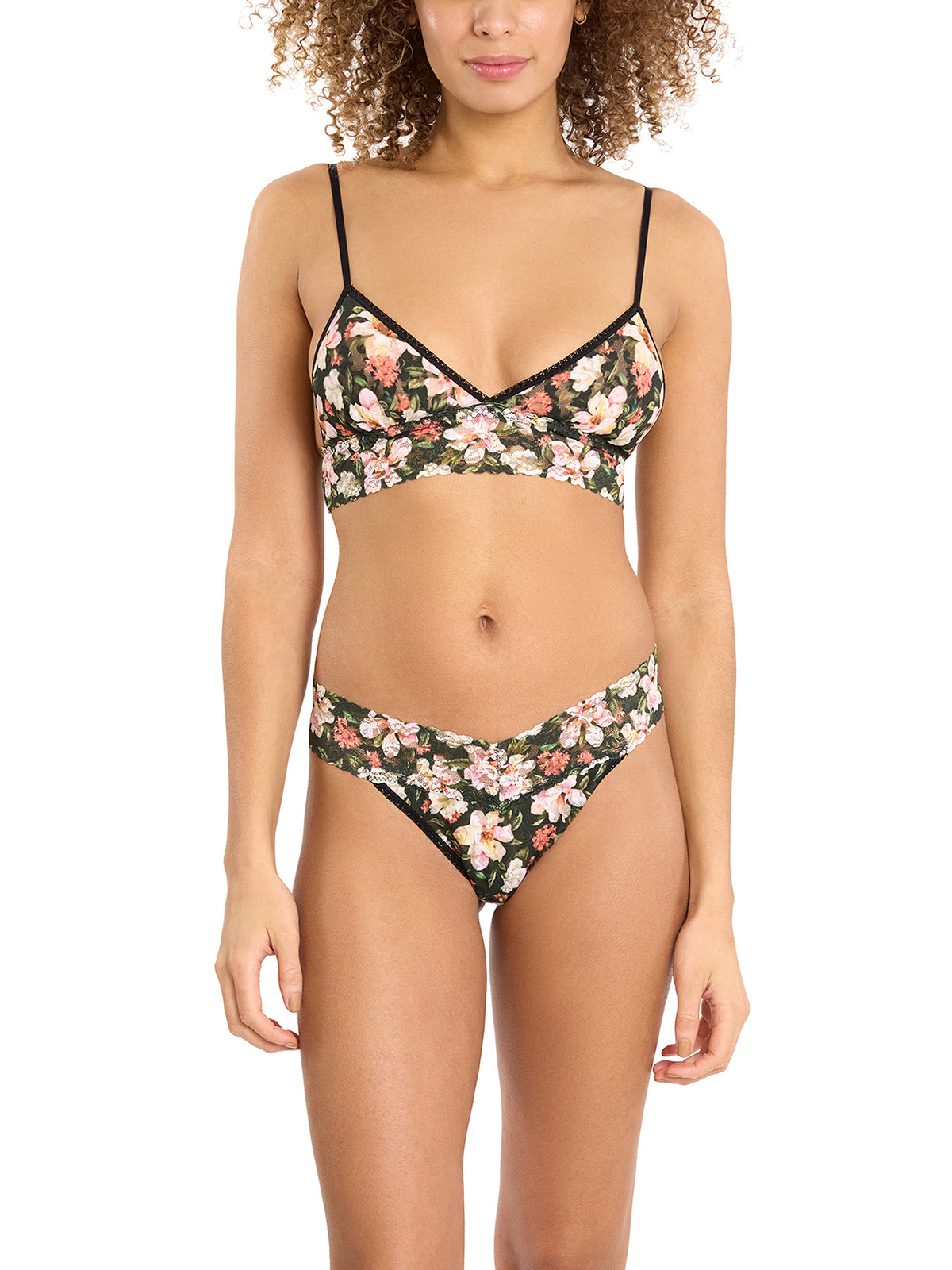 Printed Signature Lace® Original Rise Thong Dark Room Blooms - Styled Set On Model | Hanky Panky
