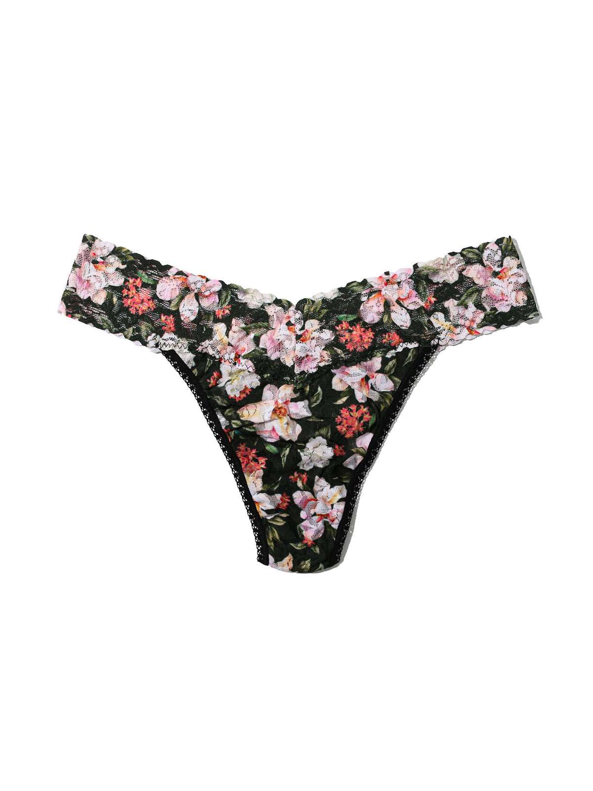 Printed Signature Lace® Original Rise Thong Dark Room Blooms - Flat Lay Detail | Hanky Panky