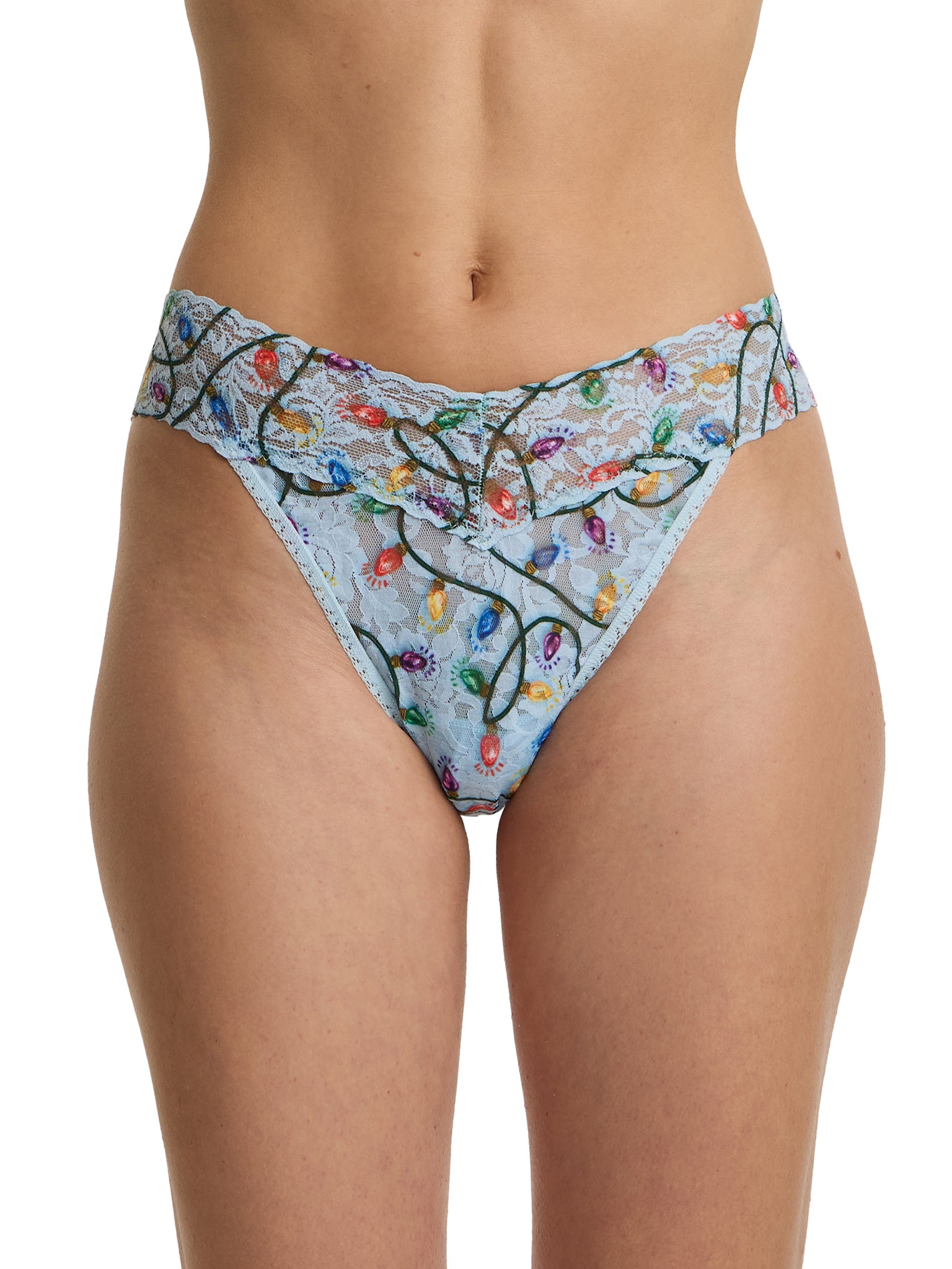 Printed Signature Lace® Original Rise Thong Decked Out Festive Lights