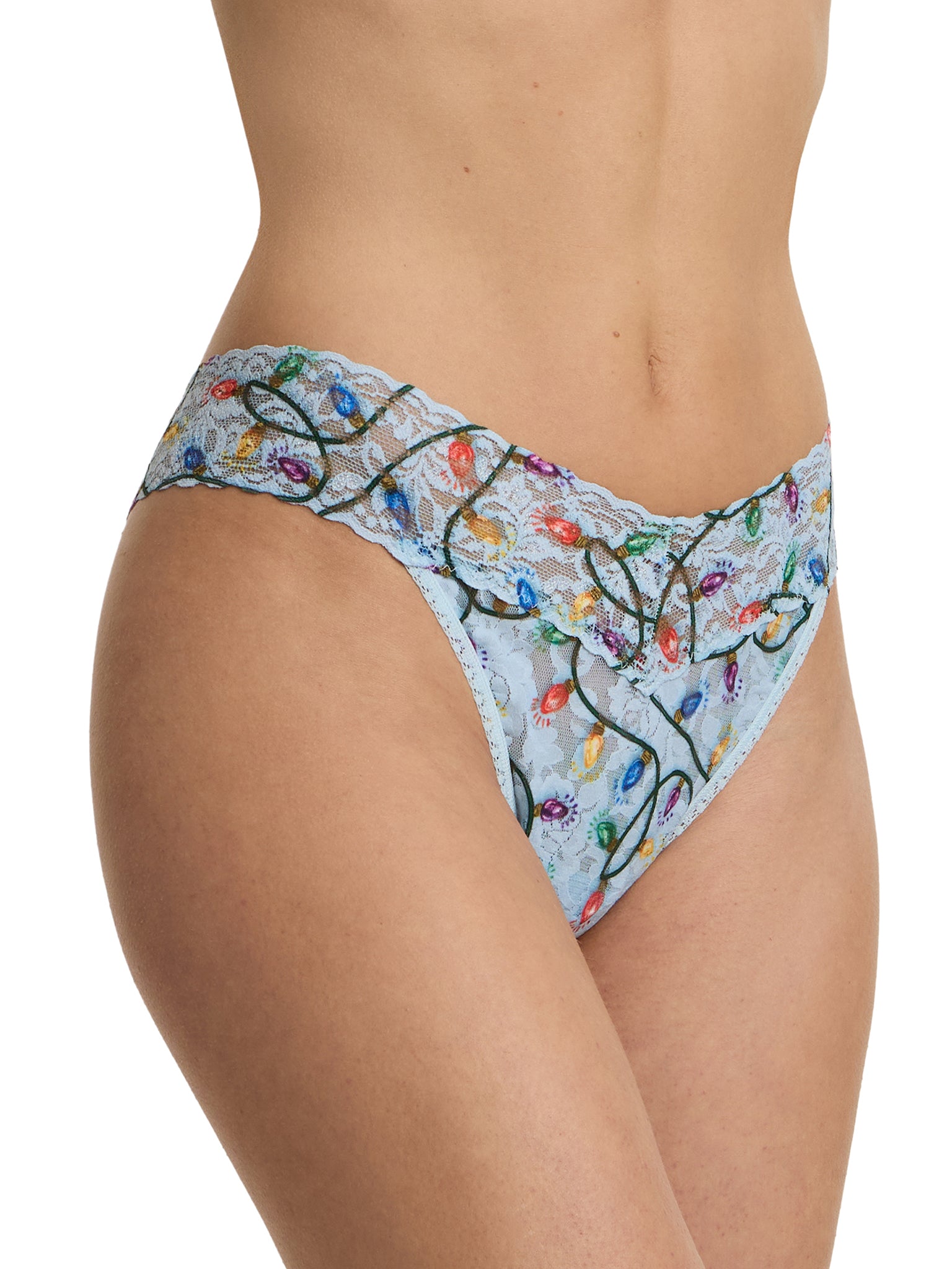 Printed Signature Lace® Original Rise Thong Decked Out Festive Lights