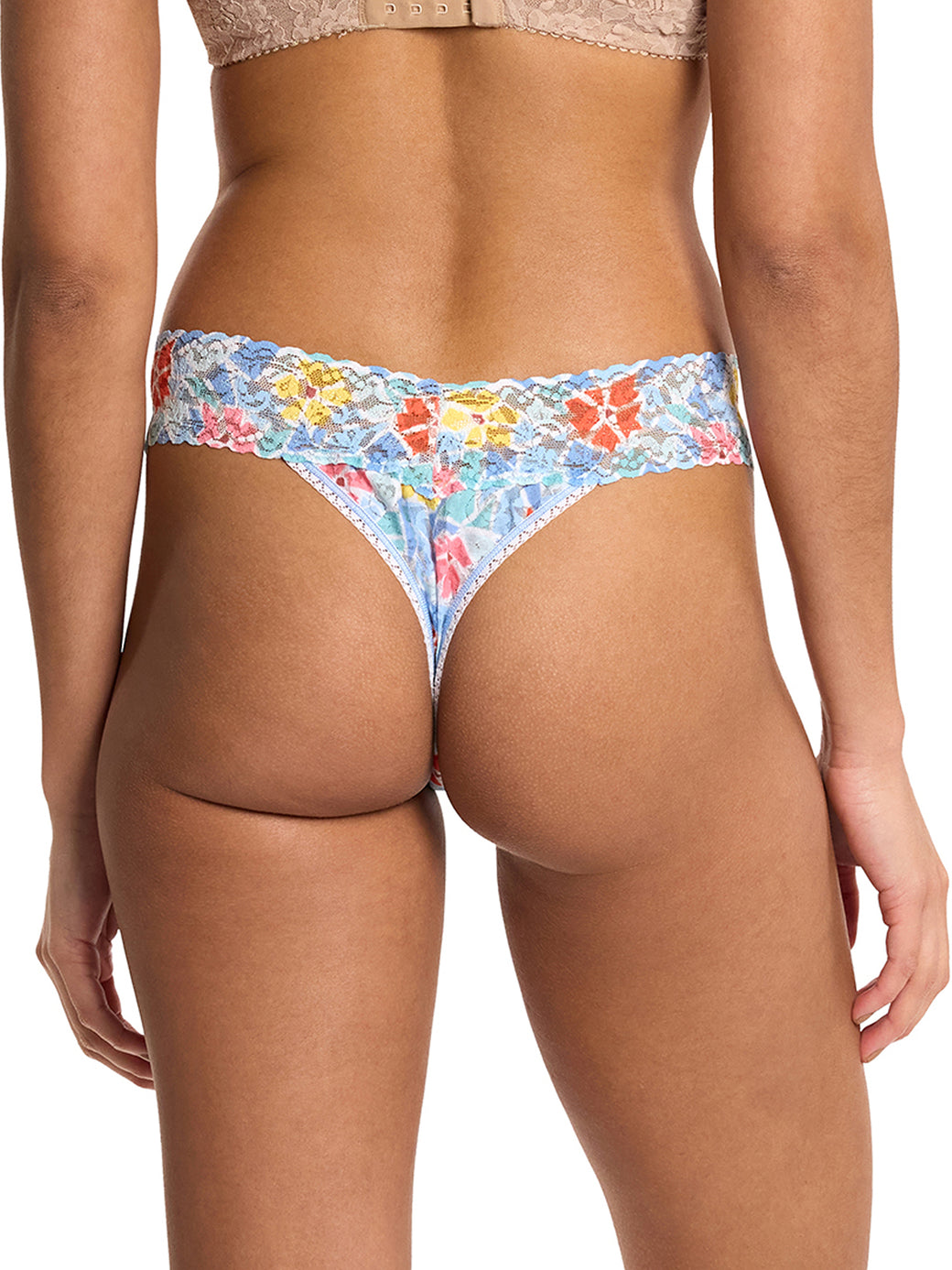 Printed Signature Lace® Original Rise Thong Floral Mosaic White Sale