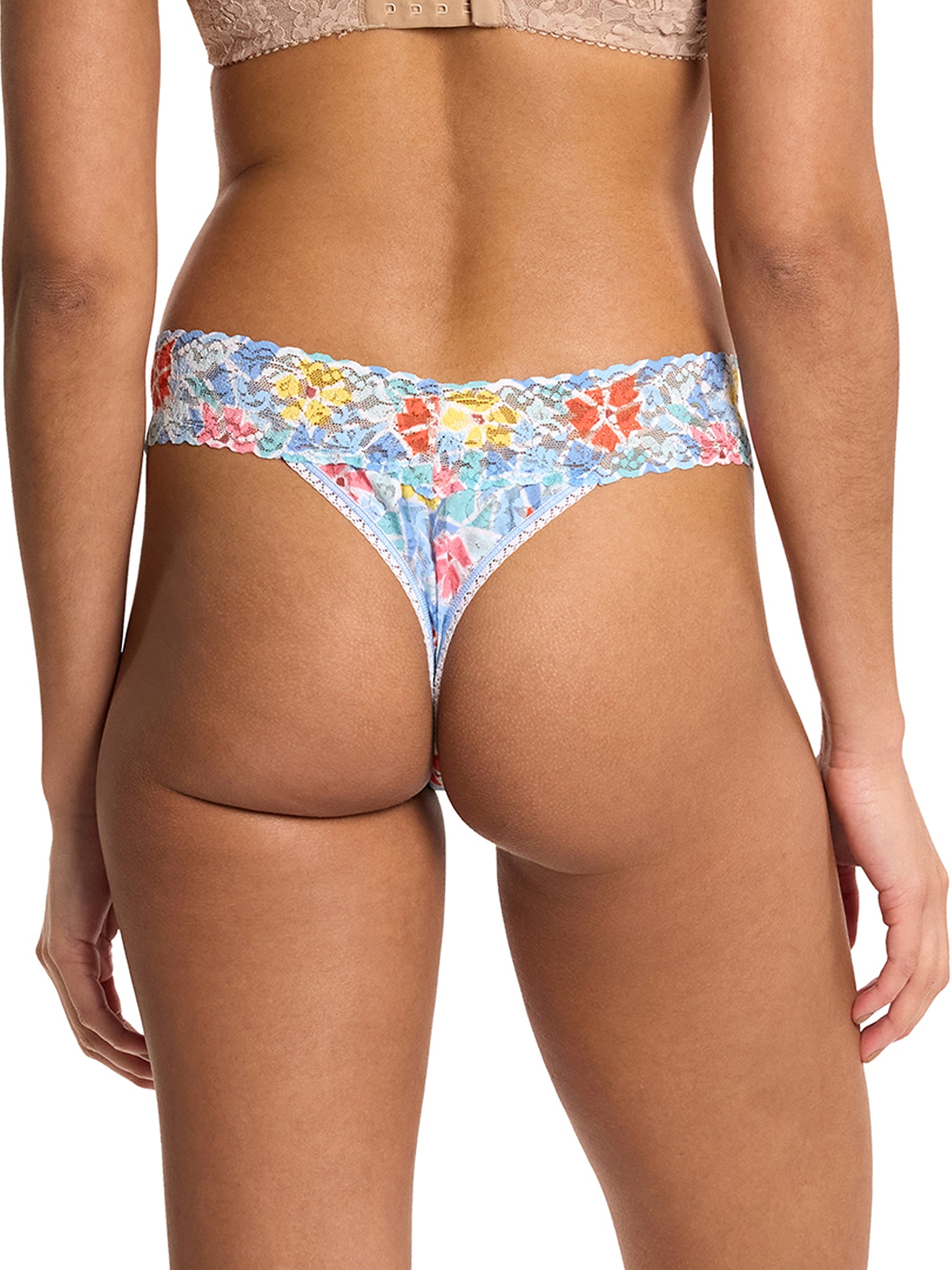 Printed Signature Lace® Original Rise Thong Floral Mosaic White Sale