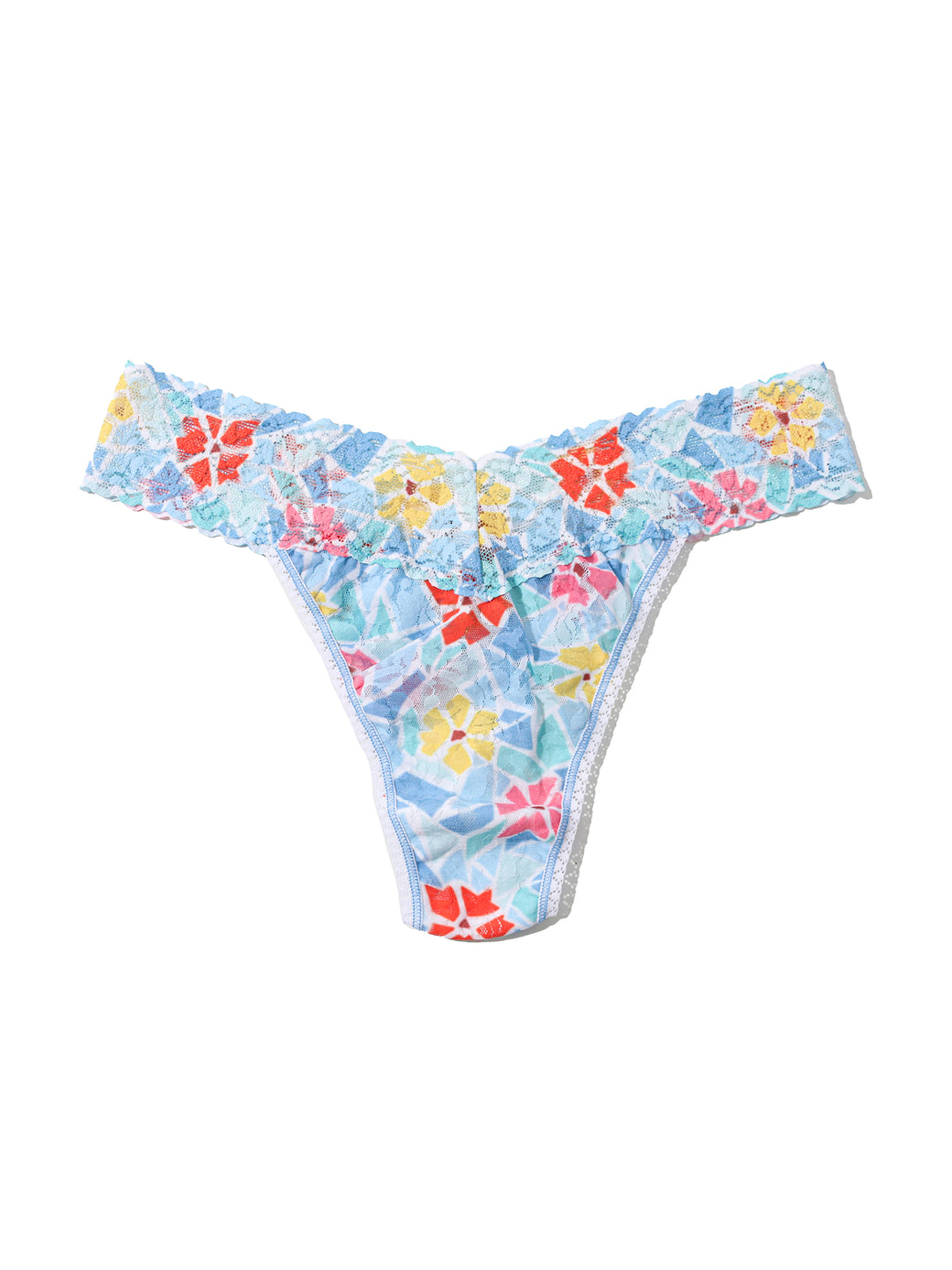 Printed Signature Lace® Original Rise Thong Floral Mosaic White Sale