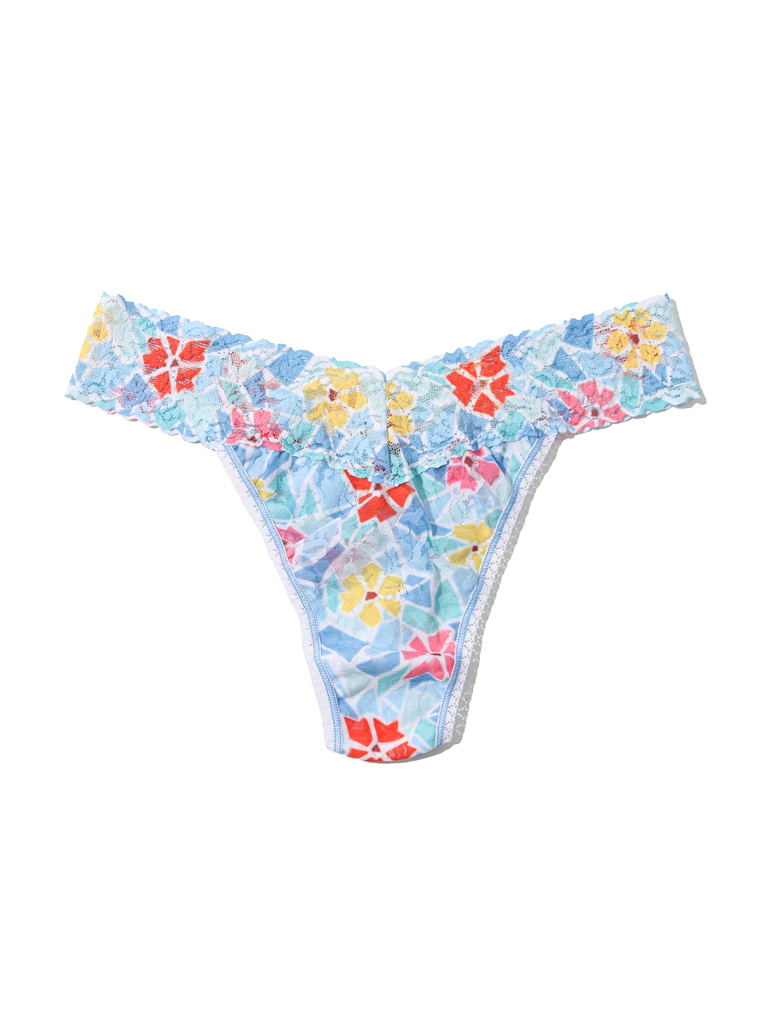 Printed Signature Lace® Original Rise Thong Floral Mosaic White Sale