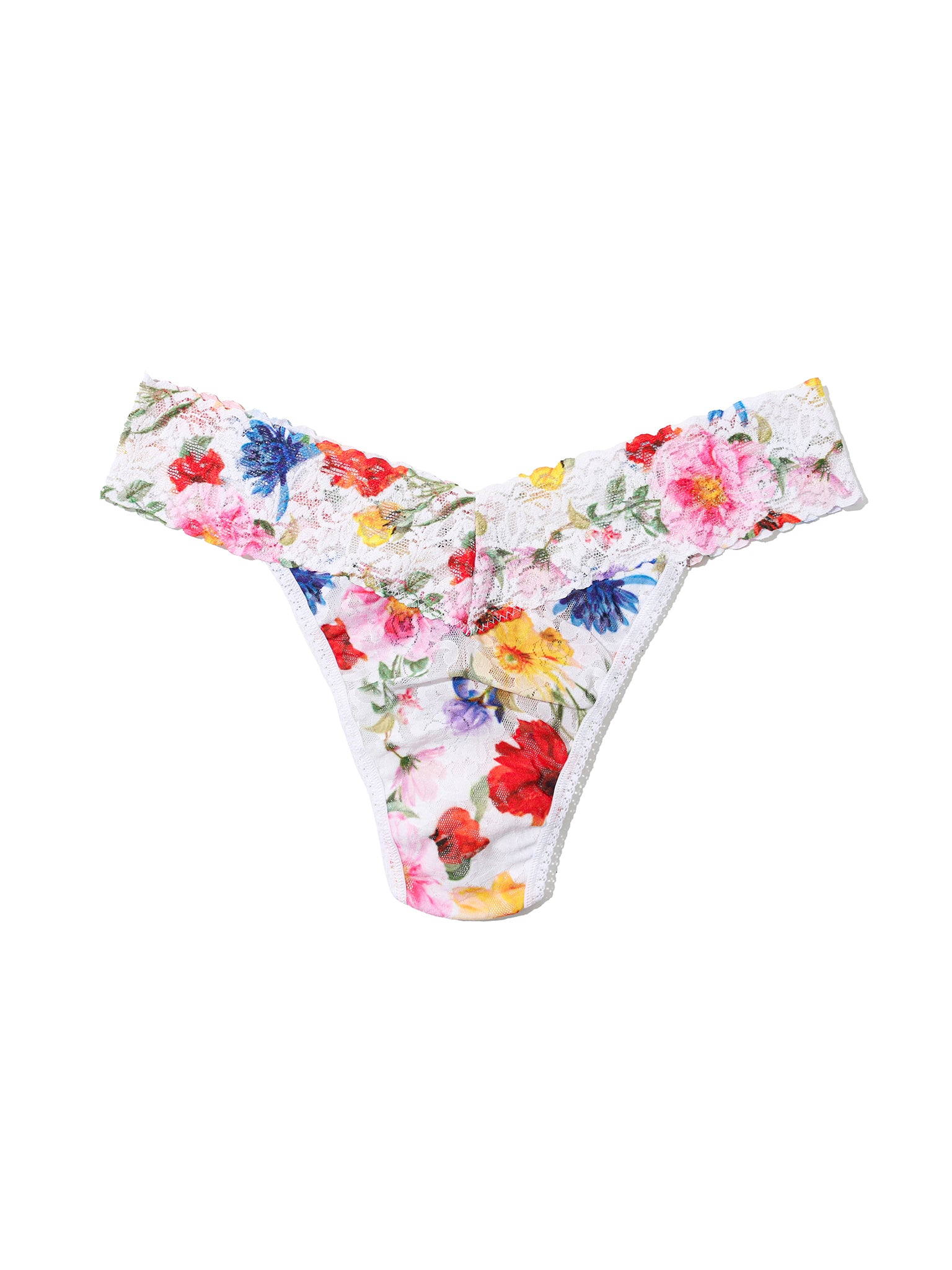 Printed Signature Lace® Original Rise Thong Meadow Mix White Sale