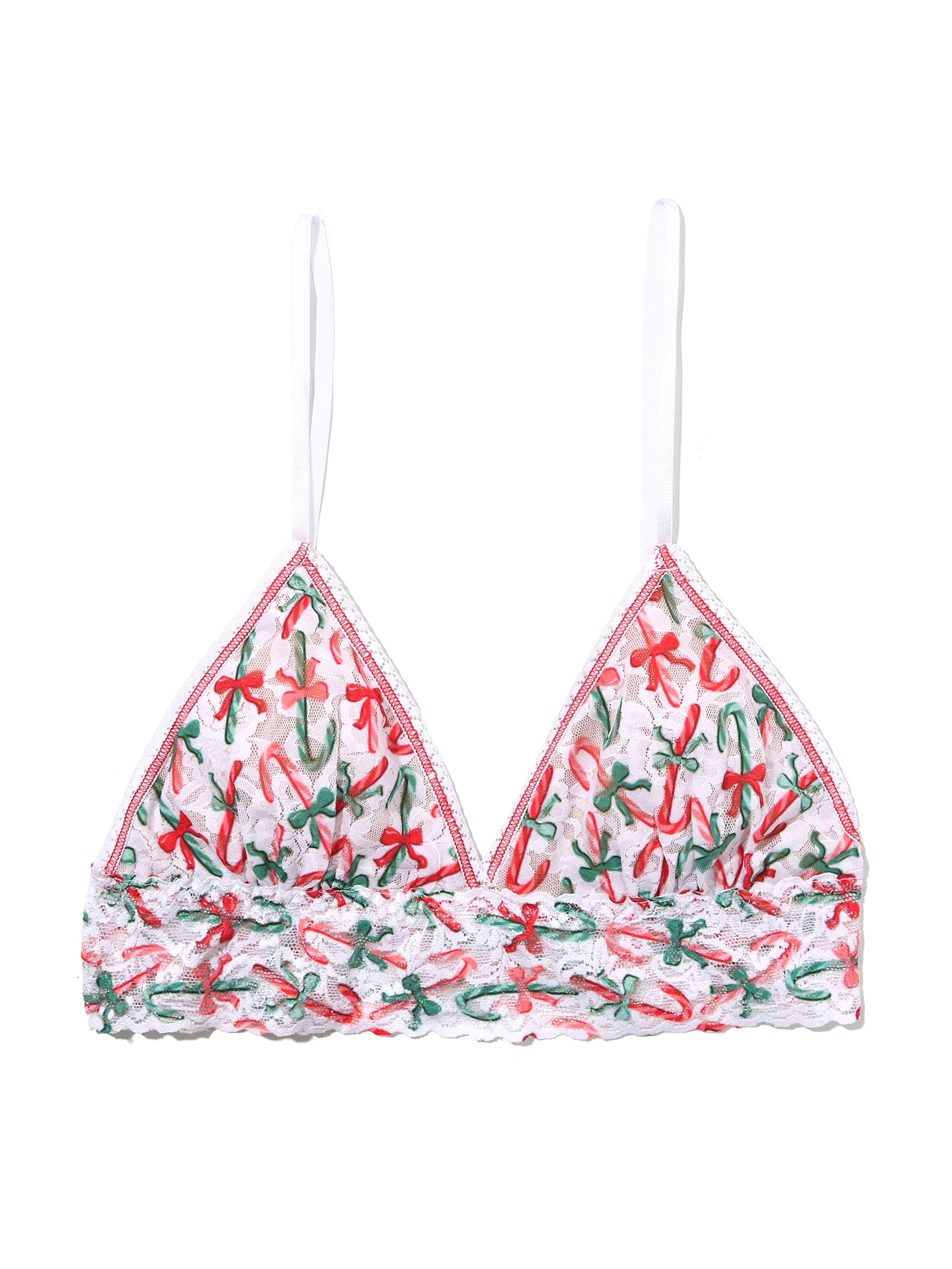 Candy Cane Print Signature Lace® Padded Triangle Bralette - Flat Lay Detail | Hanky Panky