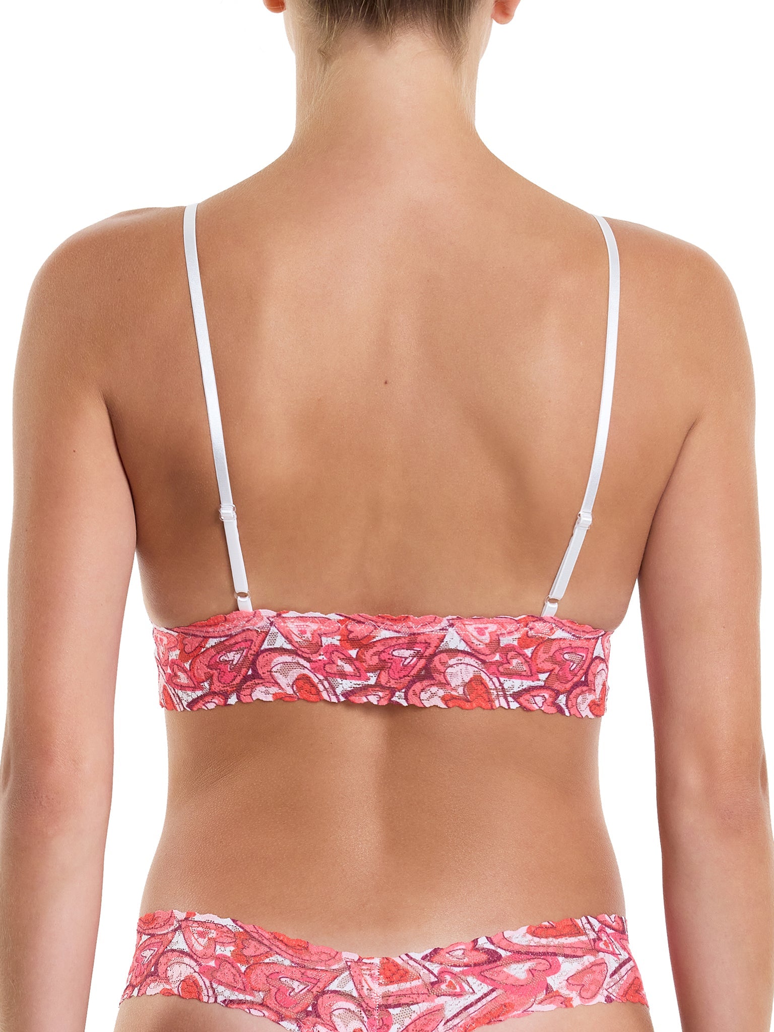 Lots Of Love Printed Signature Lace® Padded Bralette - Back View With Matching Thong | Hanky Panky