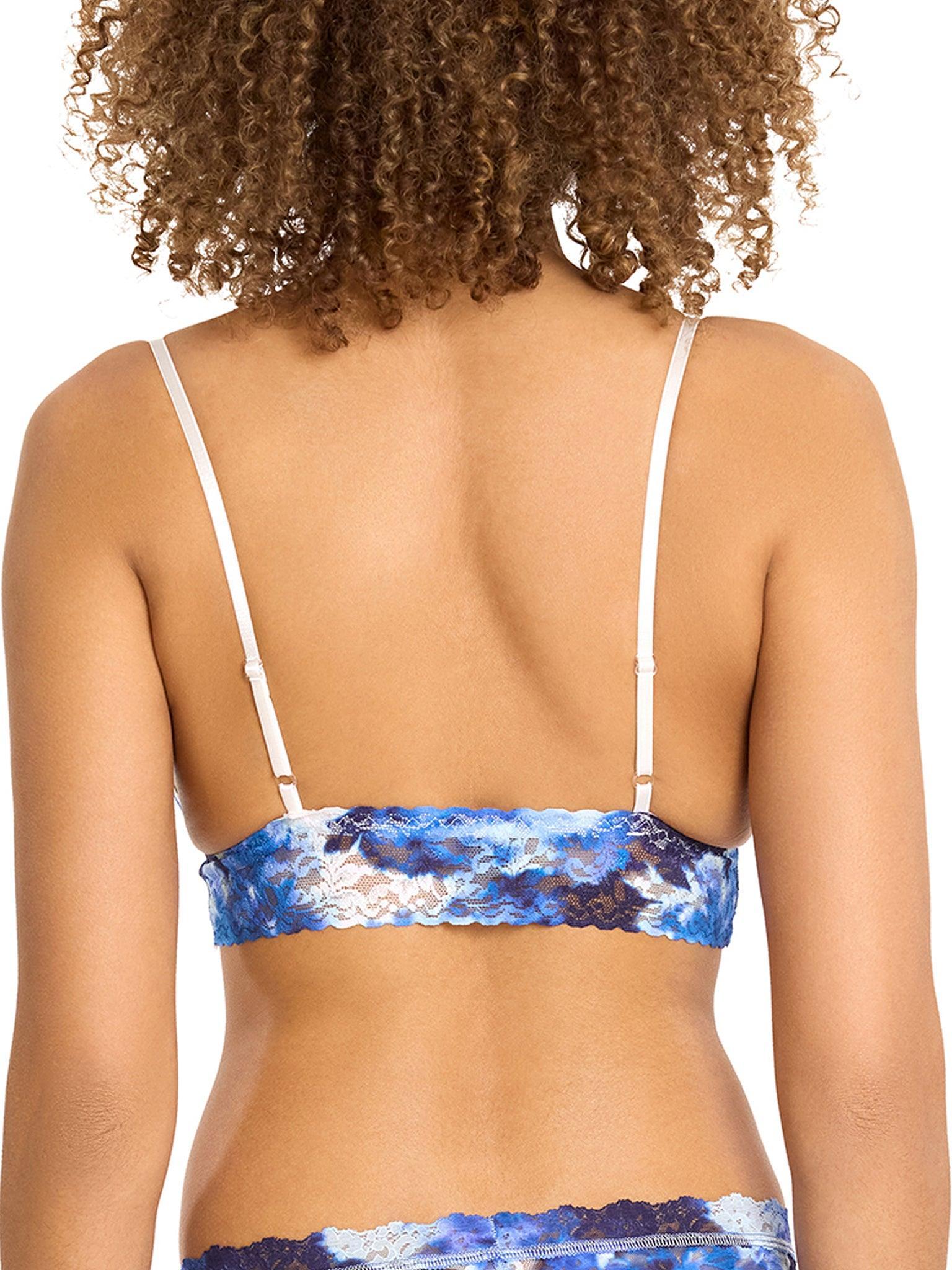 Blue Printed Signature Lace® Padded Triangle Bralette Such A Blur - Back View On Model | Hanky Panky