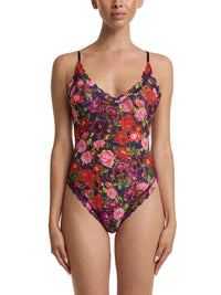 Printed Signature Lace® Thong Back Bodysuit Winters Tale Floral