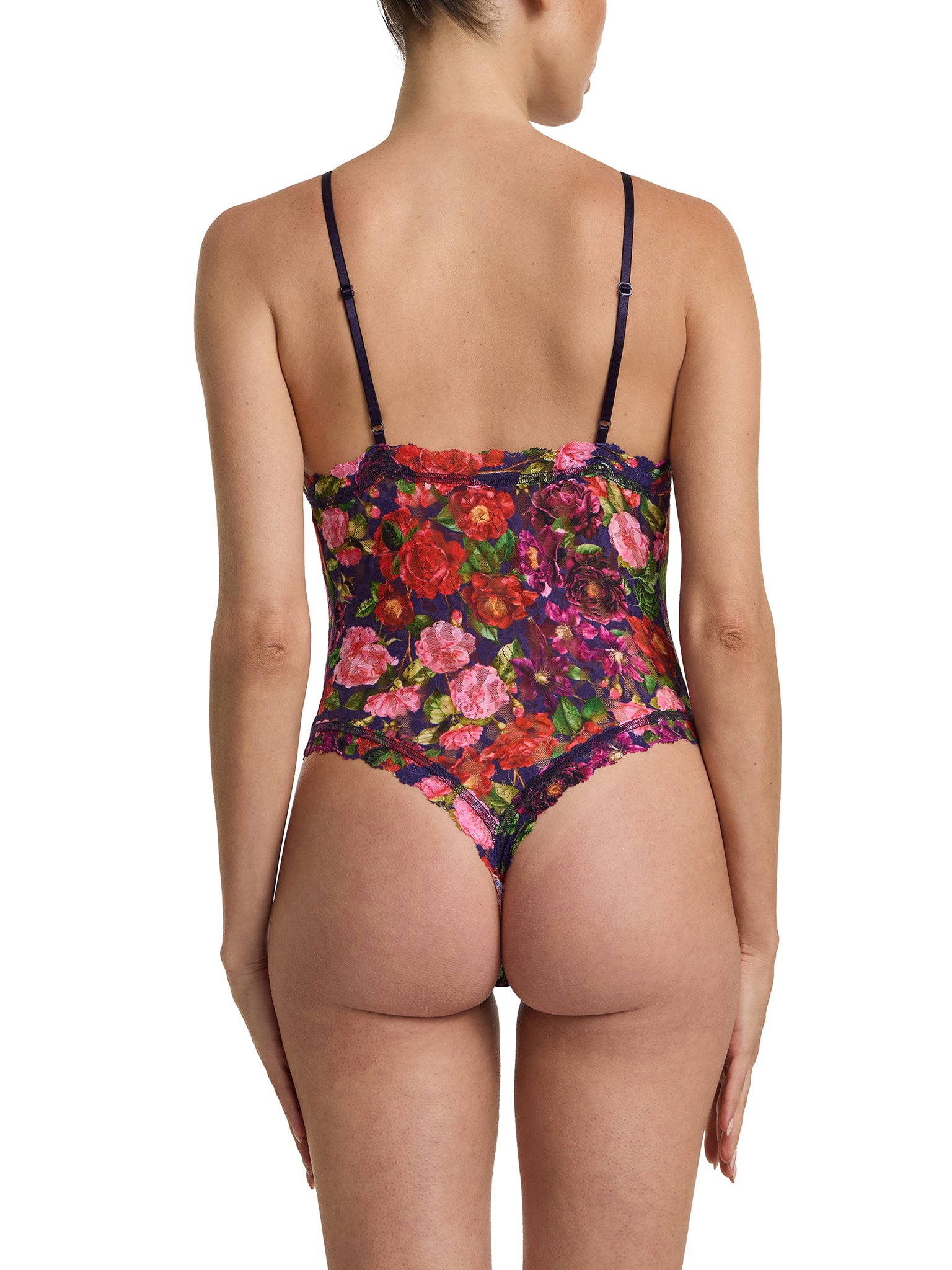 Winters Tale Floral Printed Signature Lace® Thong Back Bodysuit - Back View Thong & Lace Trim Detail | Hanky Panky