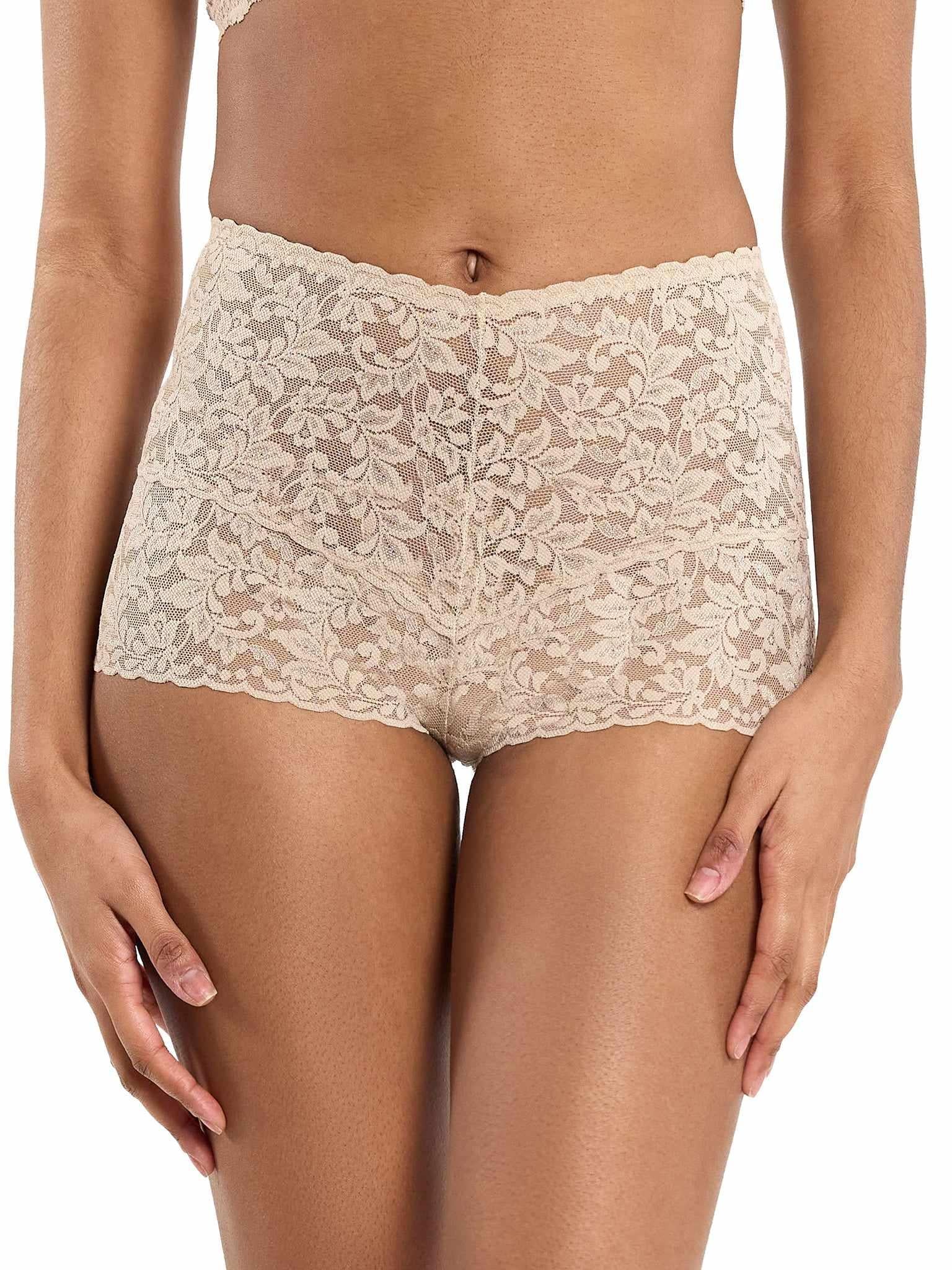 Chai Retro Lace Hot Pant - Front View On Model | Hanky Panky