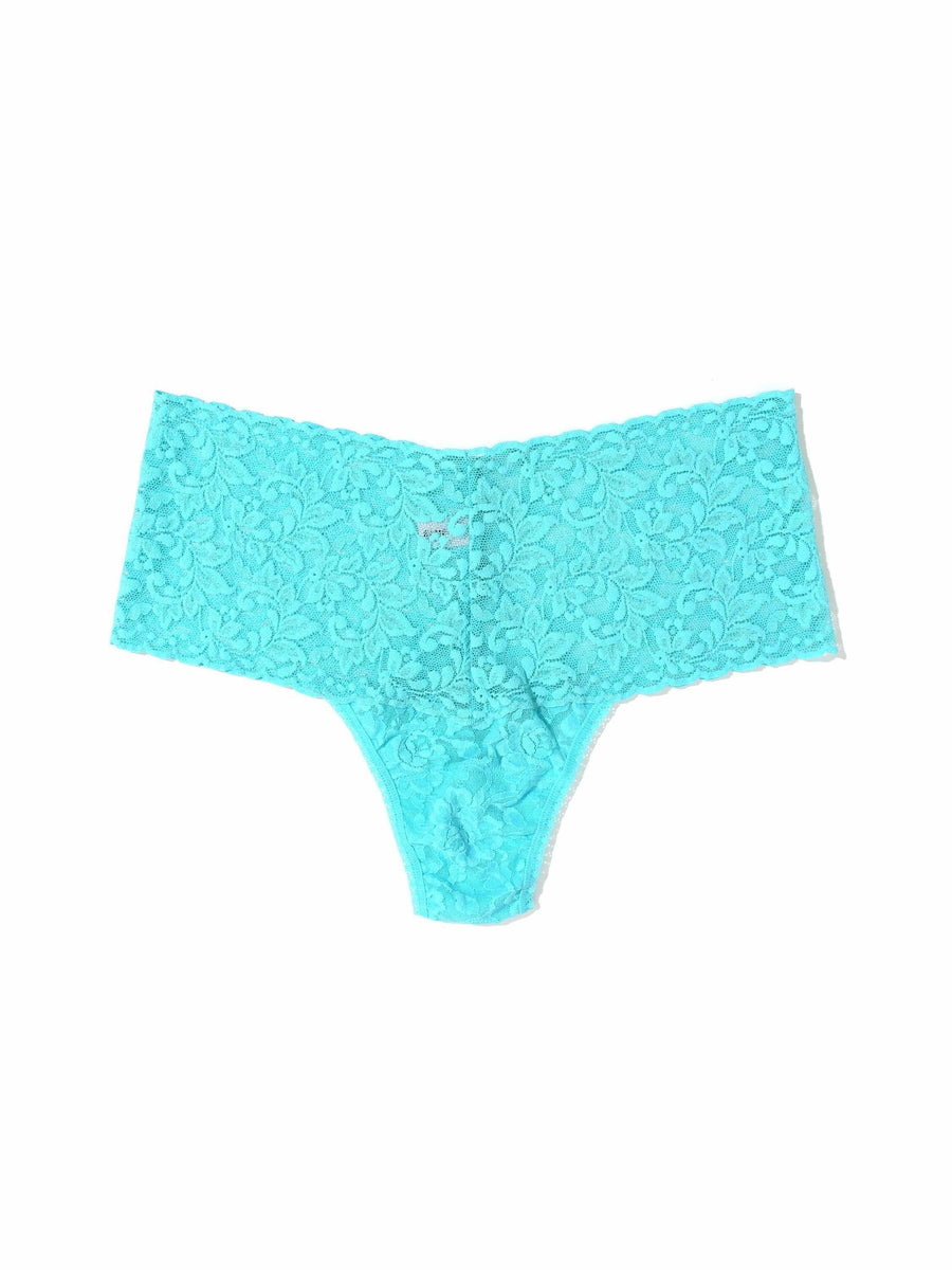 Retro Lace Thong Aquatic Blue