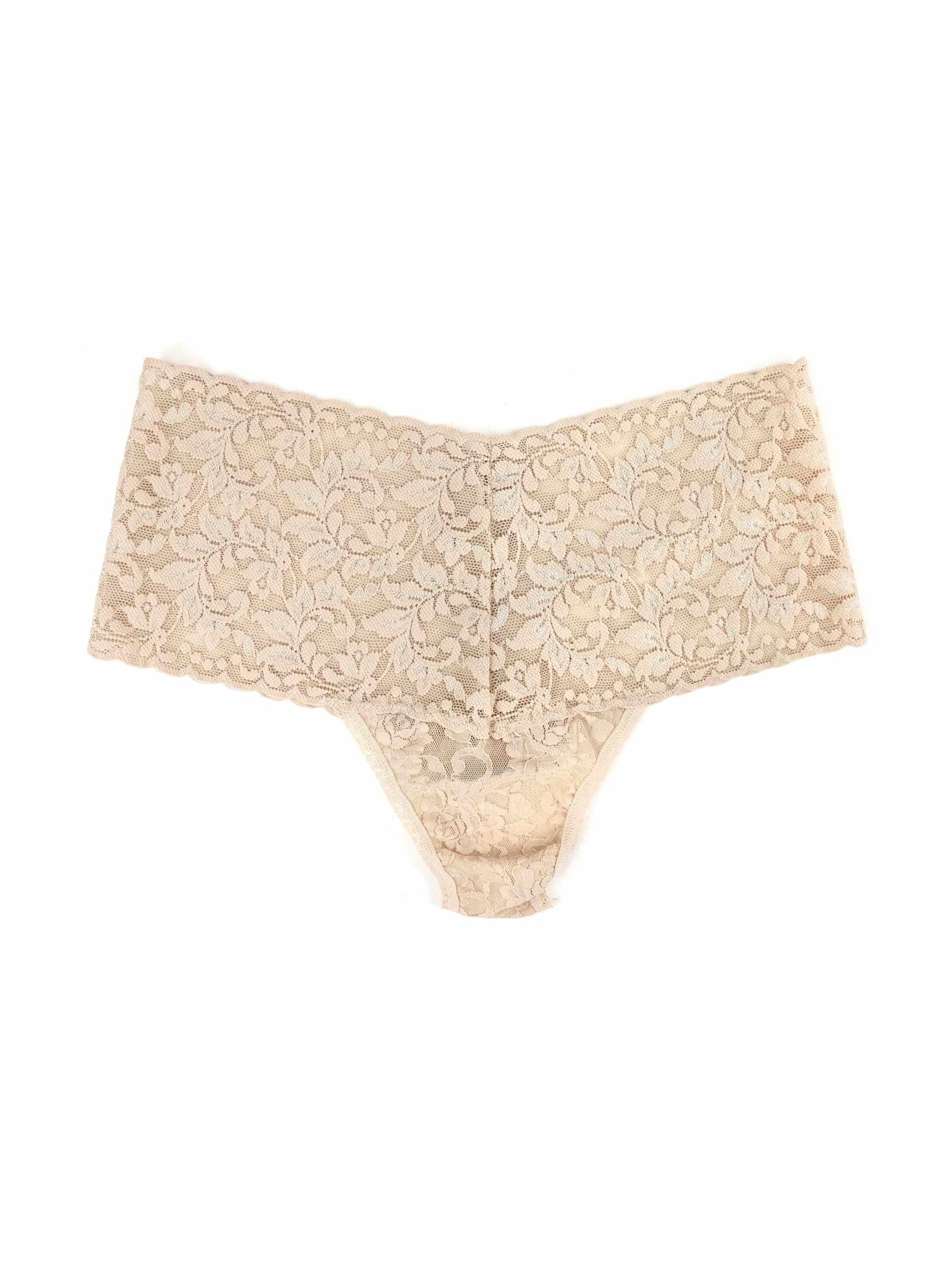 Chai Retro Lace Thong, High Rise Wide Waistband - Front Flat Lay | Hanky Panky