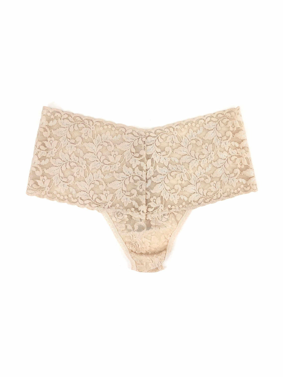 Chai Retro Lace Thong, High Rise Wide Waistband - Front Flat Lay | Hanky Panky