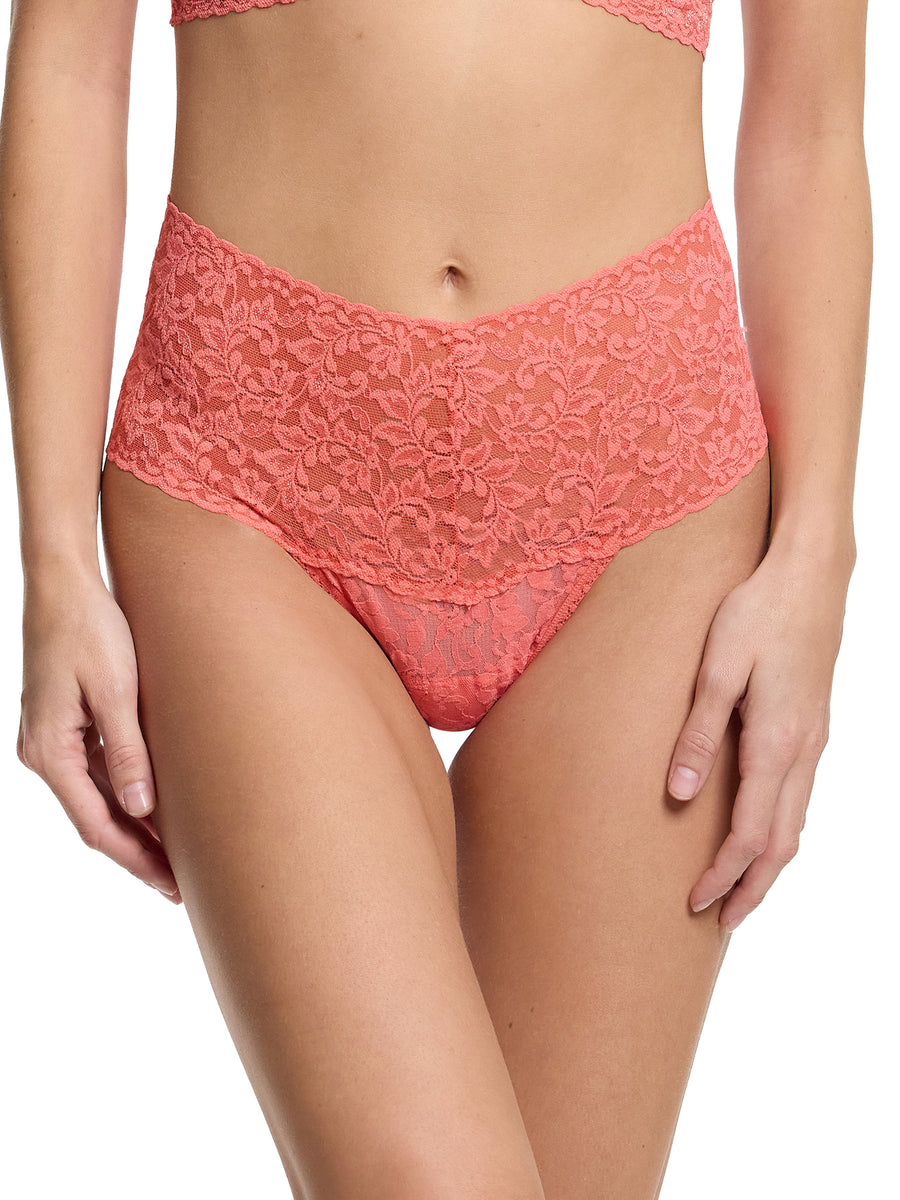 Retro Lace Thong Courageous Coral Pink Sale