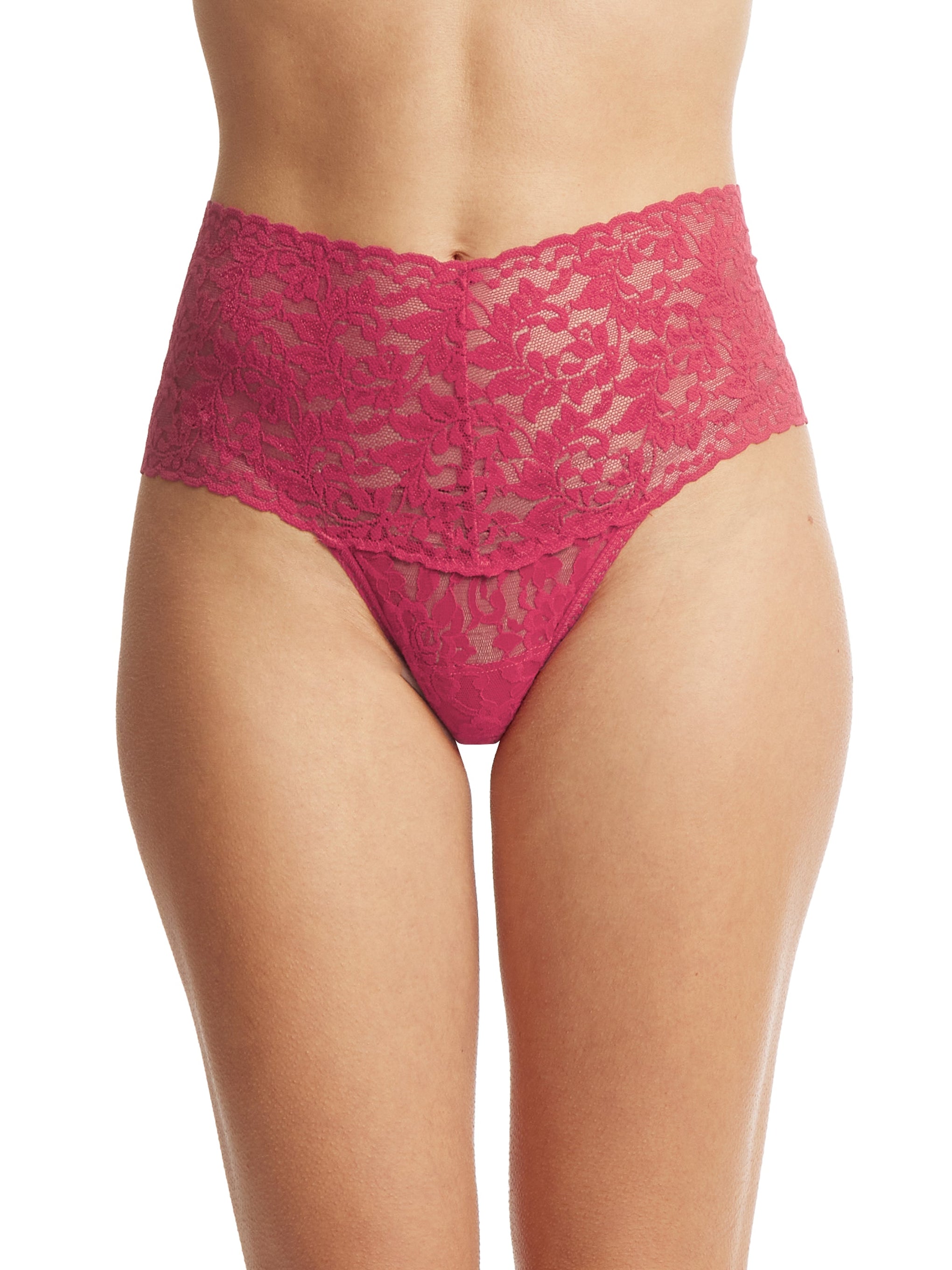 Retro Lace Thong Evening Pour Red