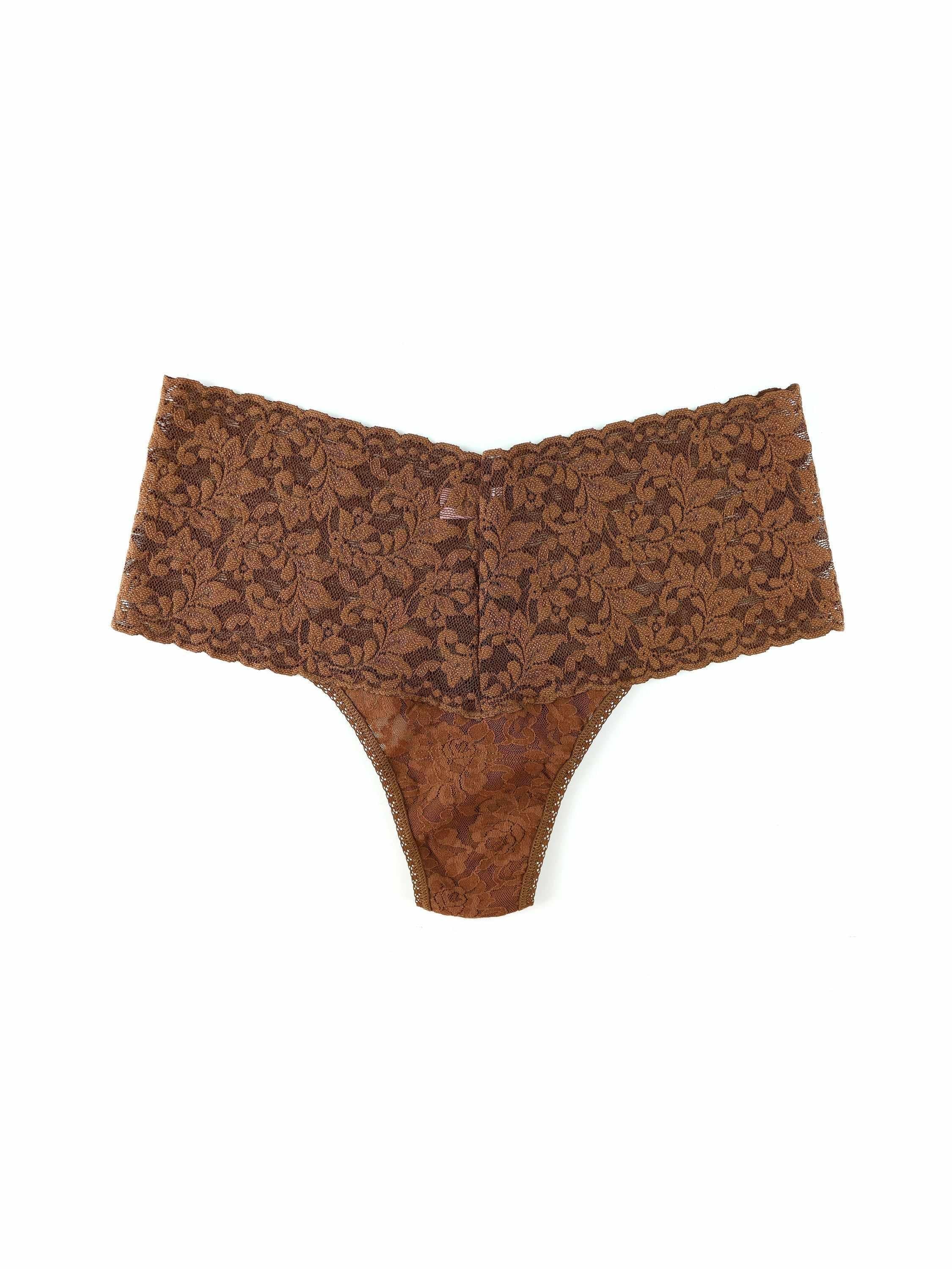 Retro Lace Thong Macchiato Brown
