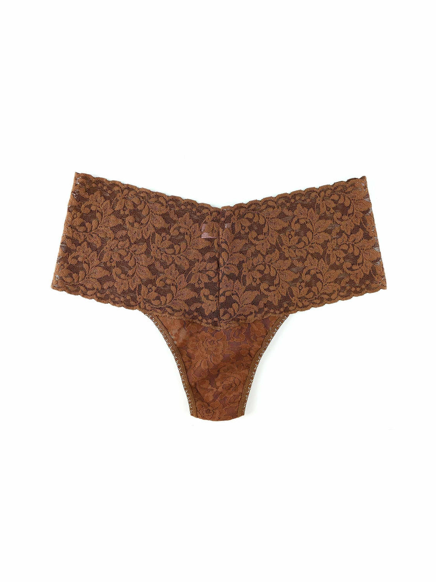 Retro Lace Thong Macchiato Brown