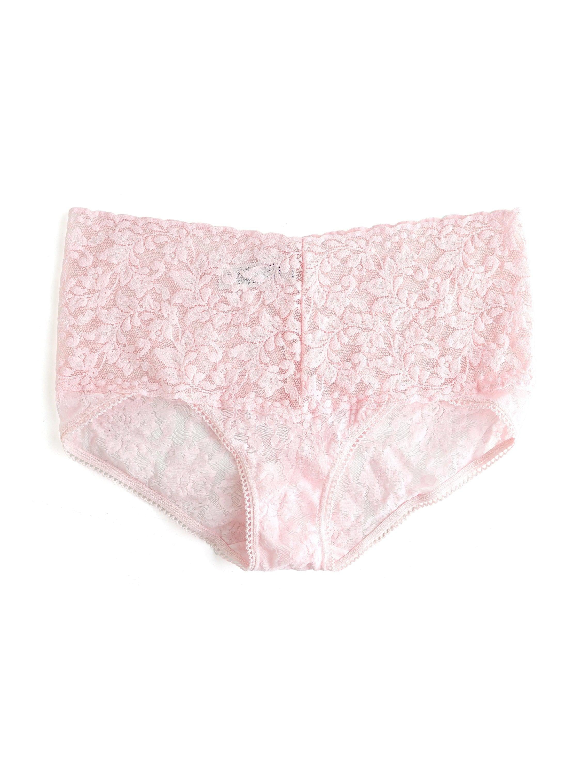 Bliss Pink Retro Lace V-Kini High-Rise Panty - Flat Lay Back Detail | Hanky Panky