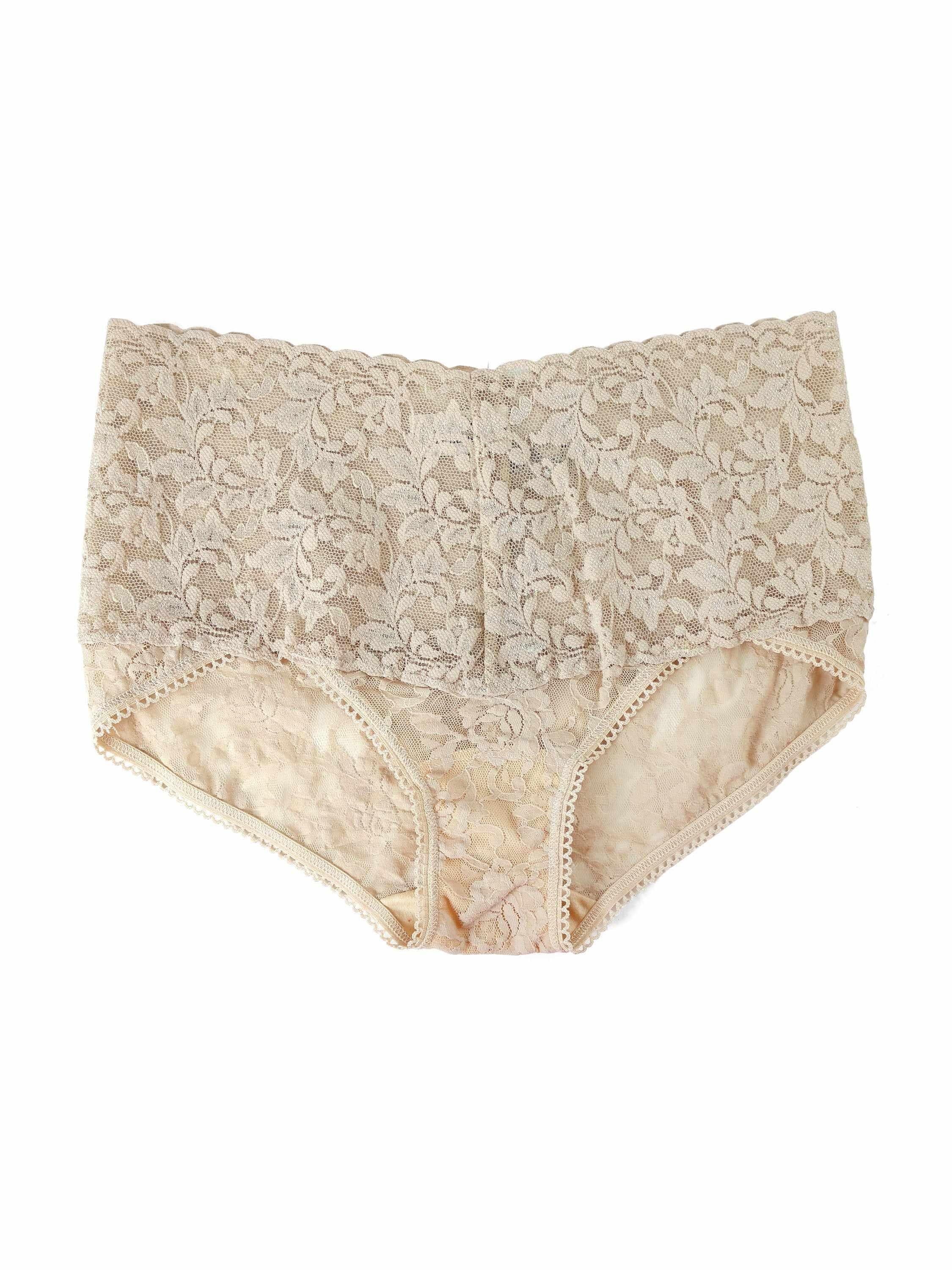 Chai Retro Lace V-Kini Full Coverage Panty - Flat Lay Front | Hanky Panky