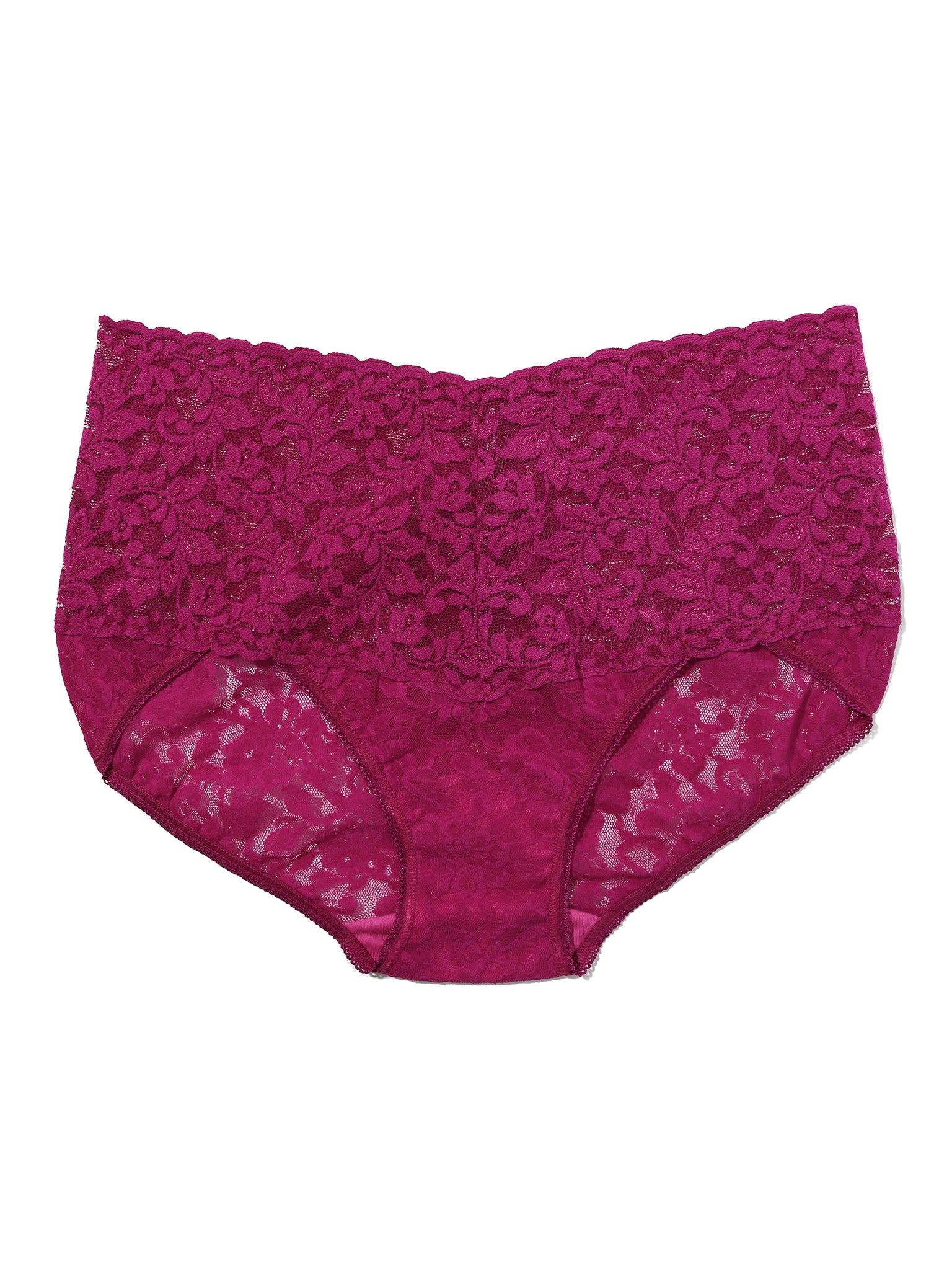 Vine Red Retro Lace V-Kini High-Rise Panty - Flat Lay Product View | Hanky Panky