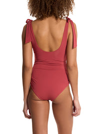 Ruched Bow One Piece Sunbaked Red Sale