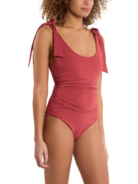 Ruched Bow One Piece Sunbaked Red Sale
