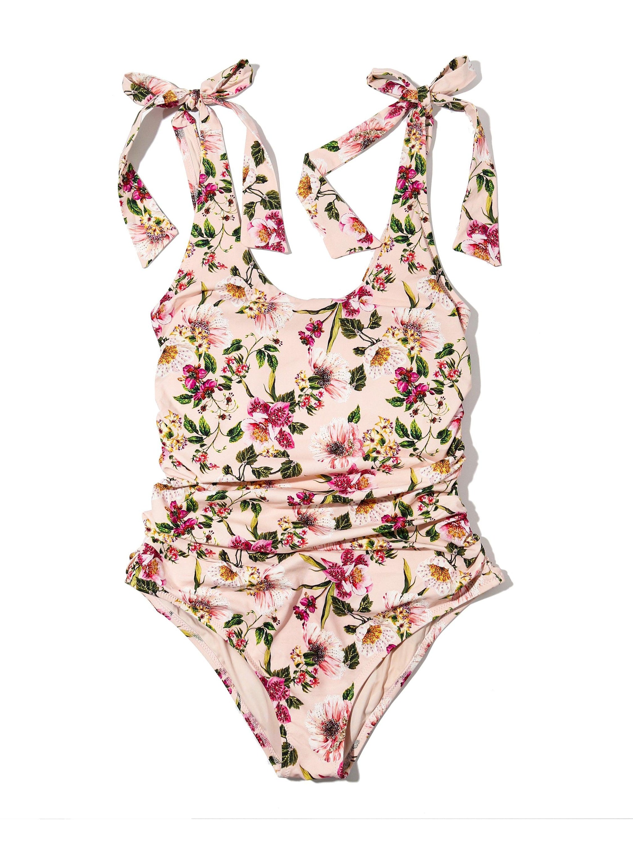 Ruched Bow One Piece Swimsuit Botanical Treasures Sale