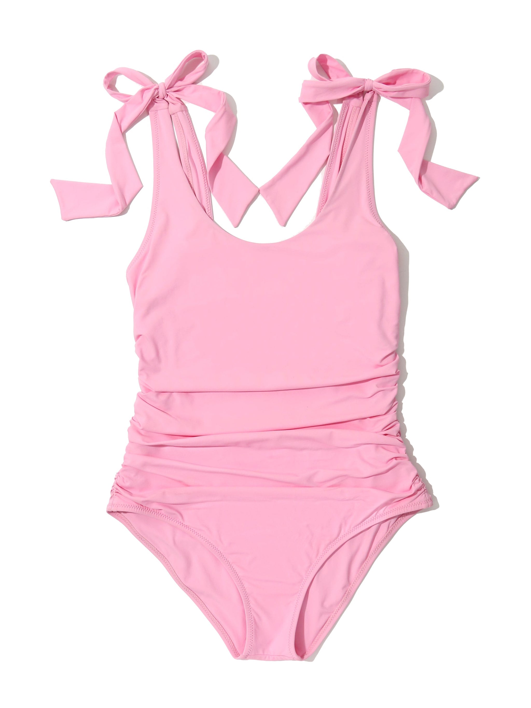 Ruched Bow One Piece Swimsuit Electric Rose Sale
