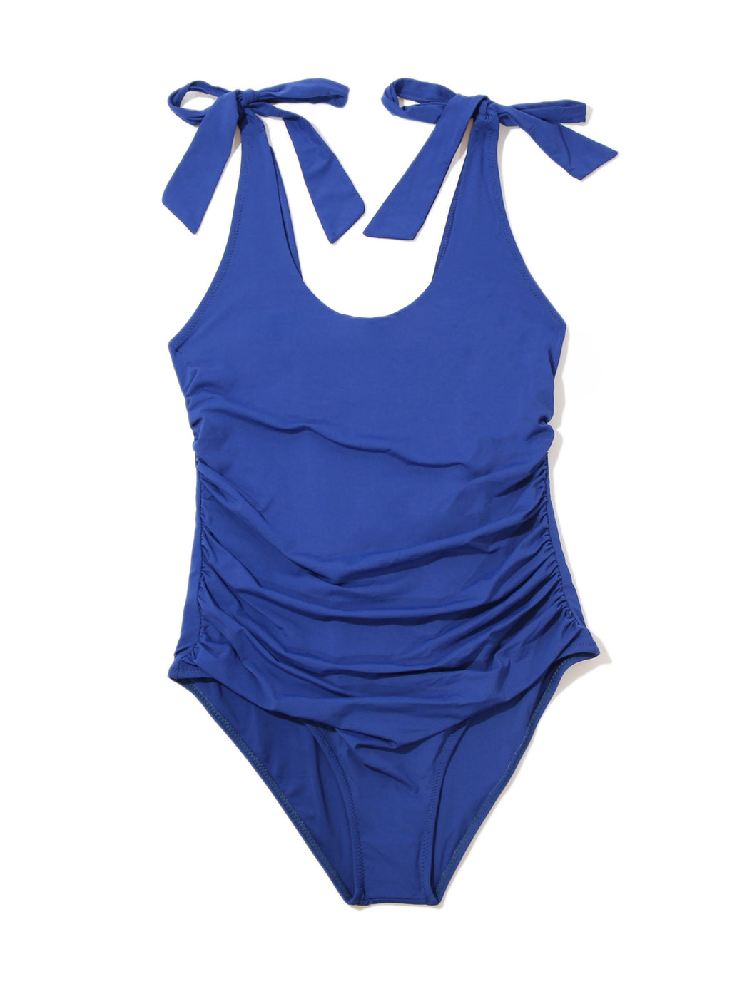 Ruched Bow One Piece Swimsuit Poolside Blue