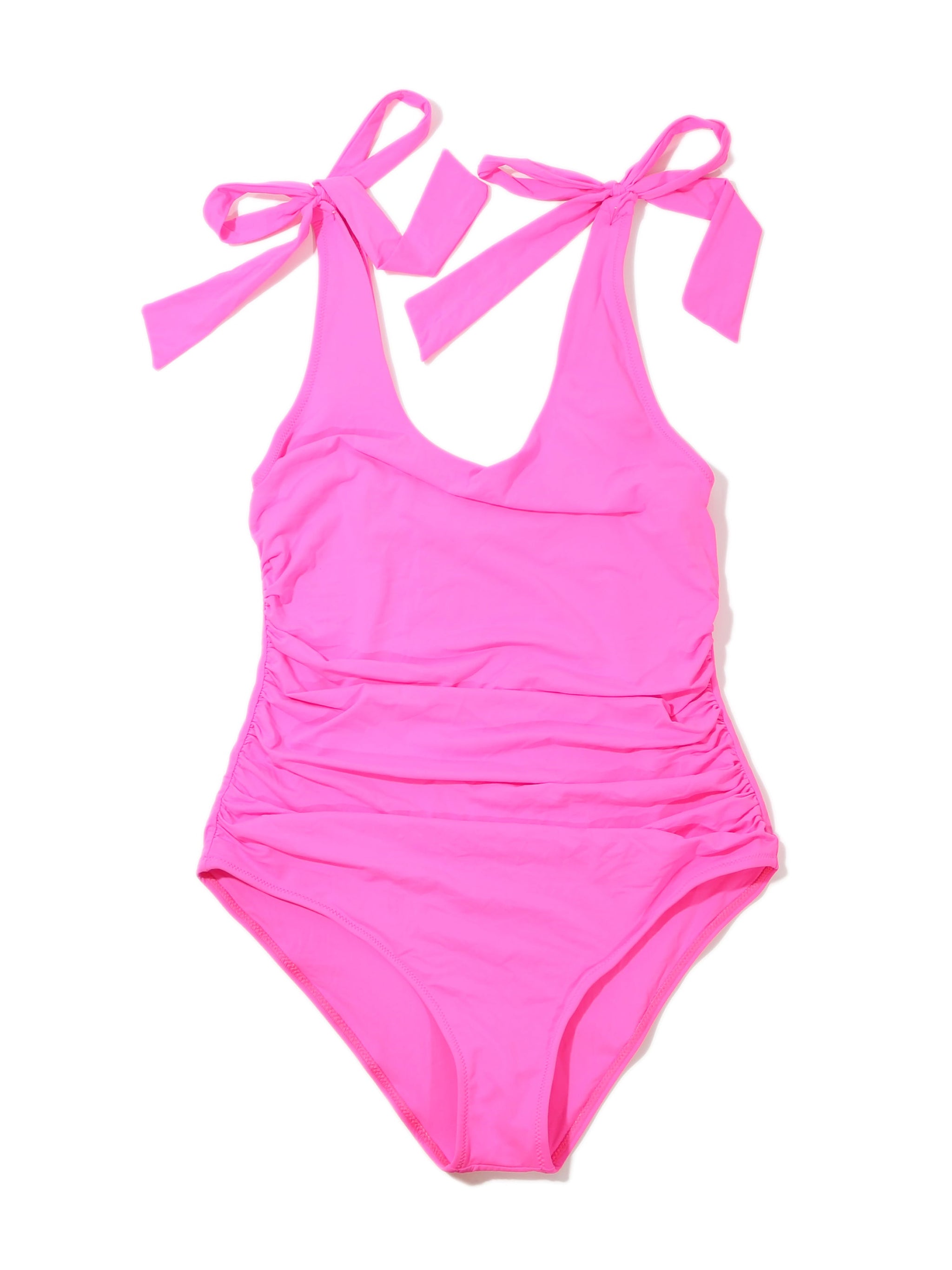 Ruched Bow One Piece Swimsuit Unapologetic Pink