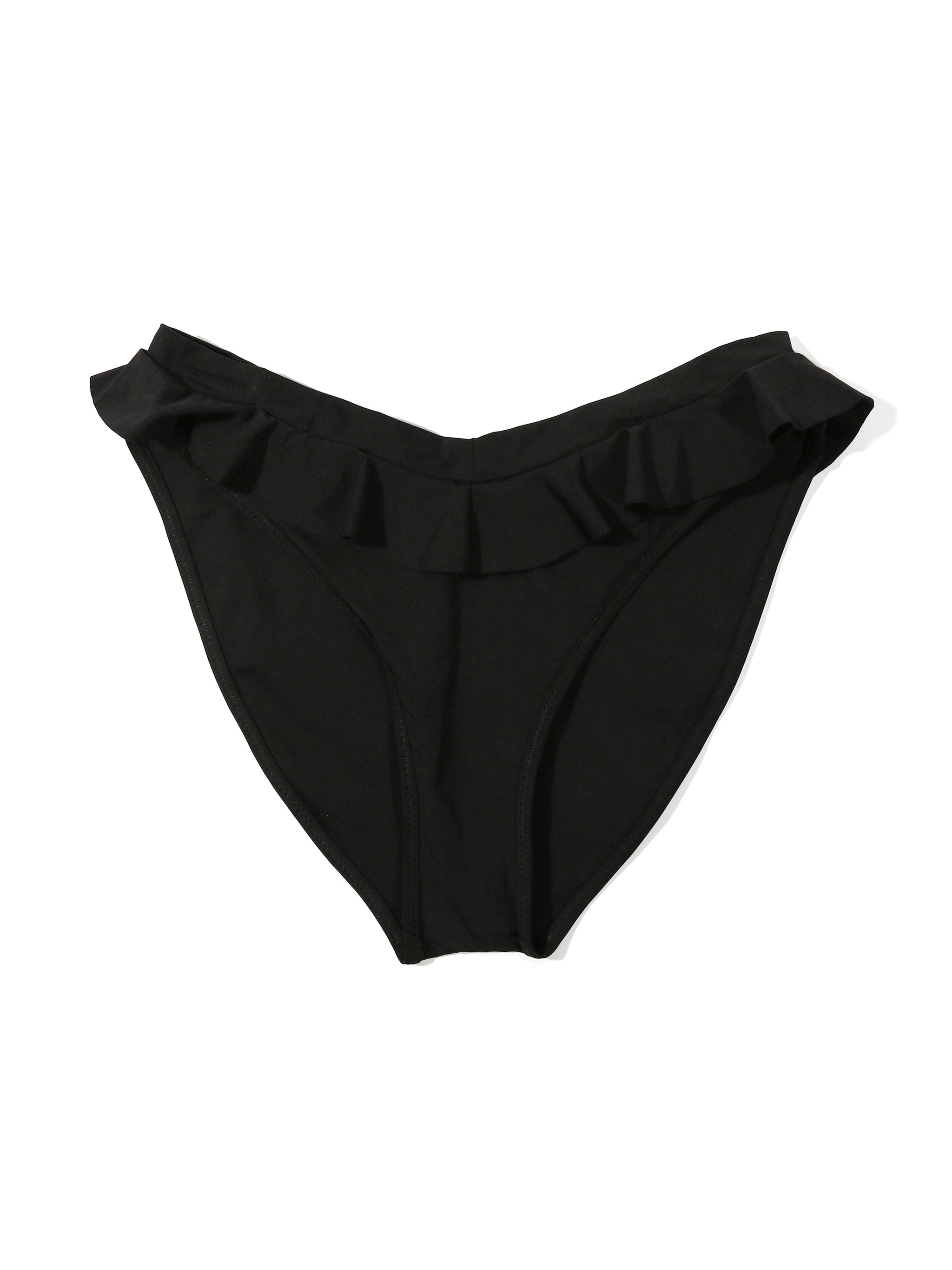 Ruffle V-Front Bikini Bottom Black Sale