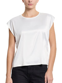 Satin Sleep Cap Sleeve Tee Light Ivory Sale