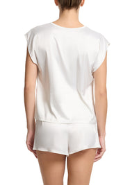 Satin Sleep Cap Sleeve Tee Light Ivory Sale