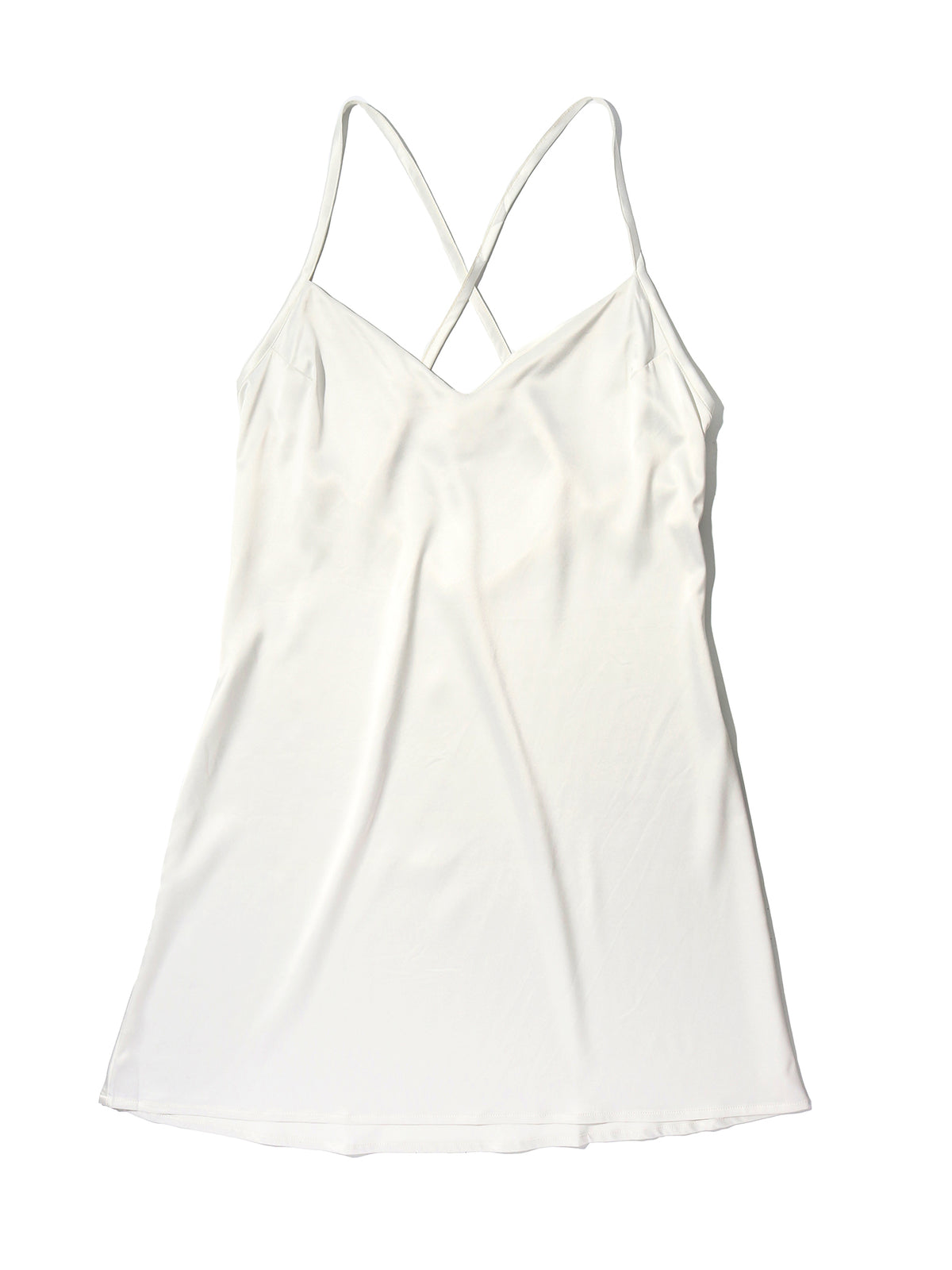 Light Ivory Satin Sleep Chemise Crossback Straps - Flat Lay | Hanky Panky