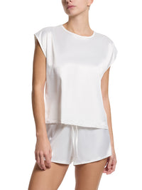 Satin Sleep Drawstring Short Light Ivory  Black Friday Sale