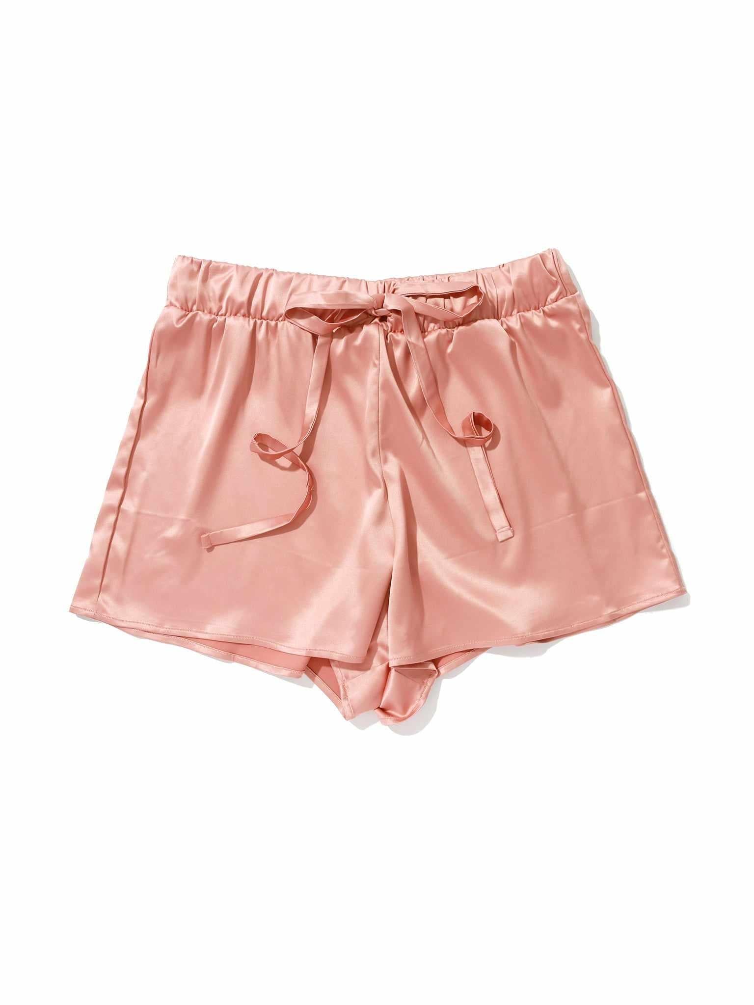 Satin Sleep Drawstring Short Rose Latte Pink Sale