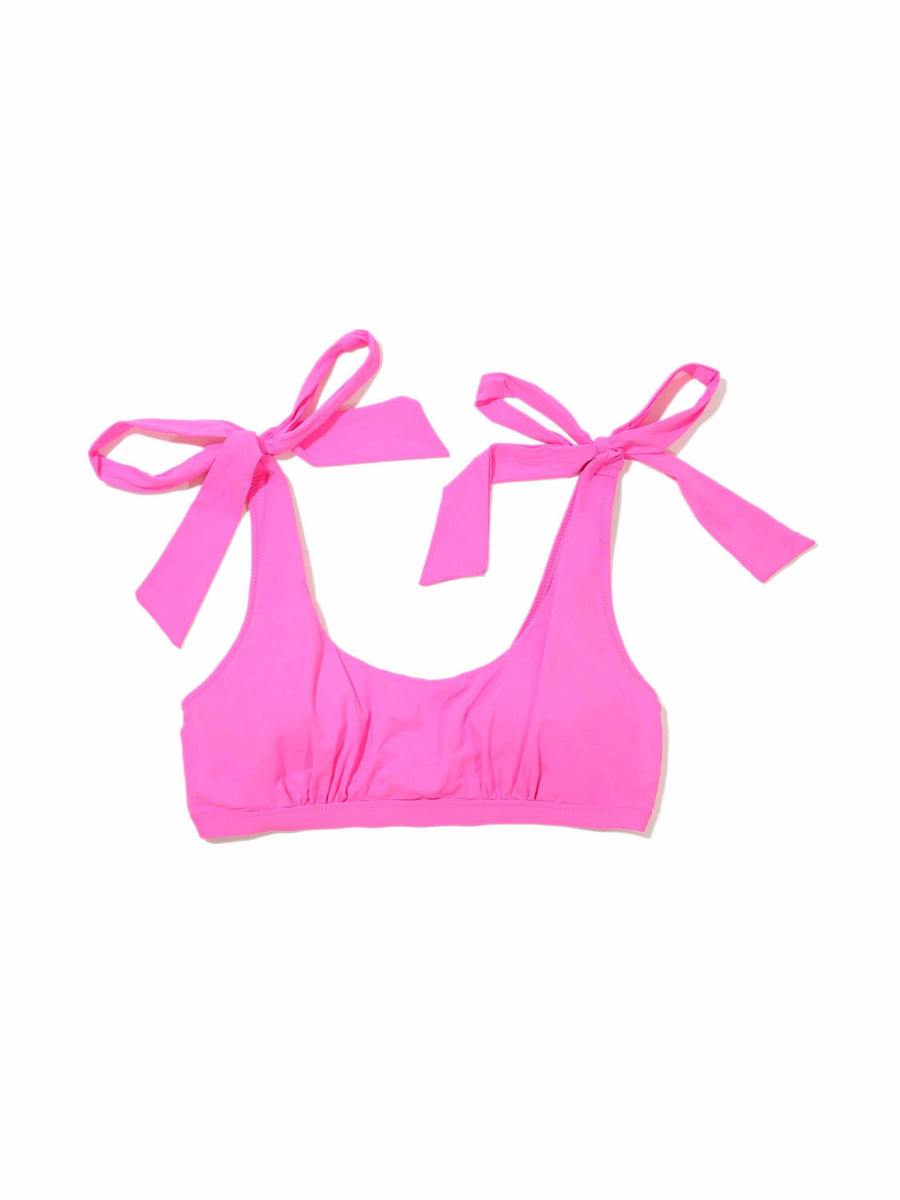 Unapologetic Pink Scoop Neck Bikini Top with Bow Ties - Flat Lay | Hanky Panky