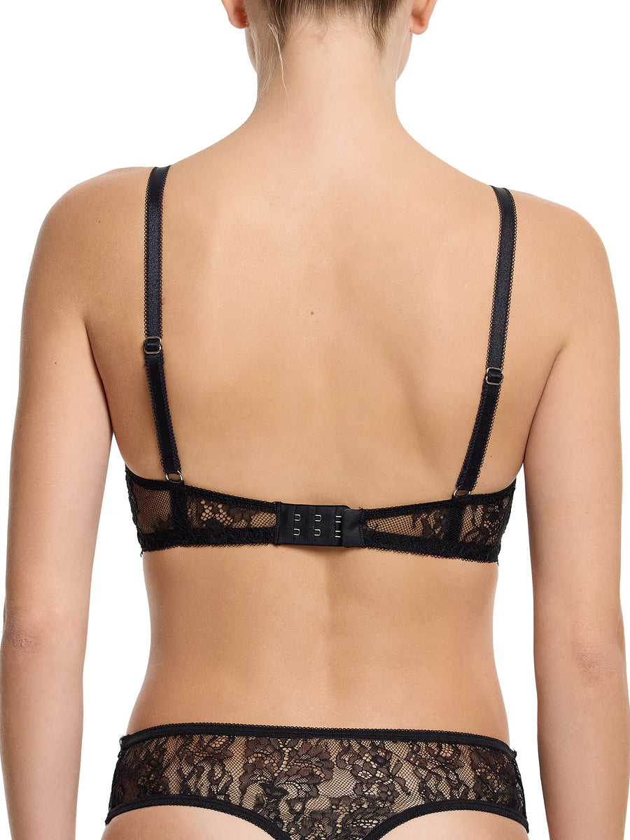 Sheer Seduction Underwire Bra Black - Back View, Hook Closure & Adjustable Straps on Sheer Lace Bra | Hanky Panky