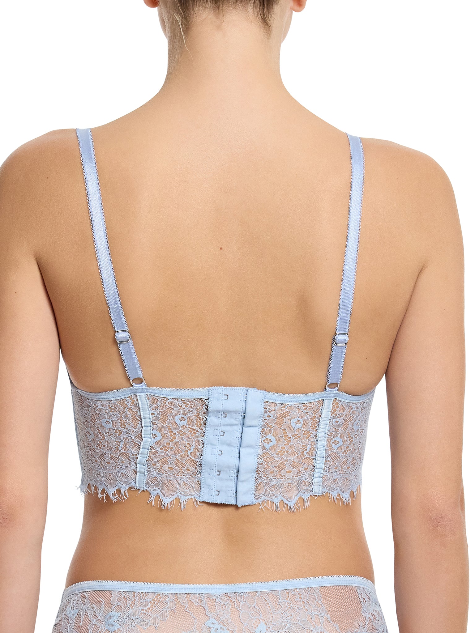 Touch The Sky Blue Sheer Seduction Underwire Bustier - Back View, Hook-and-Eye Closure | Hanky Panky