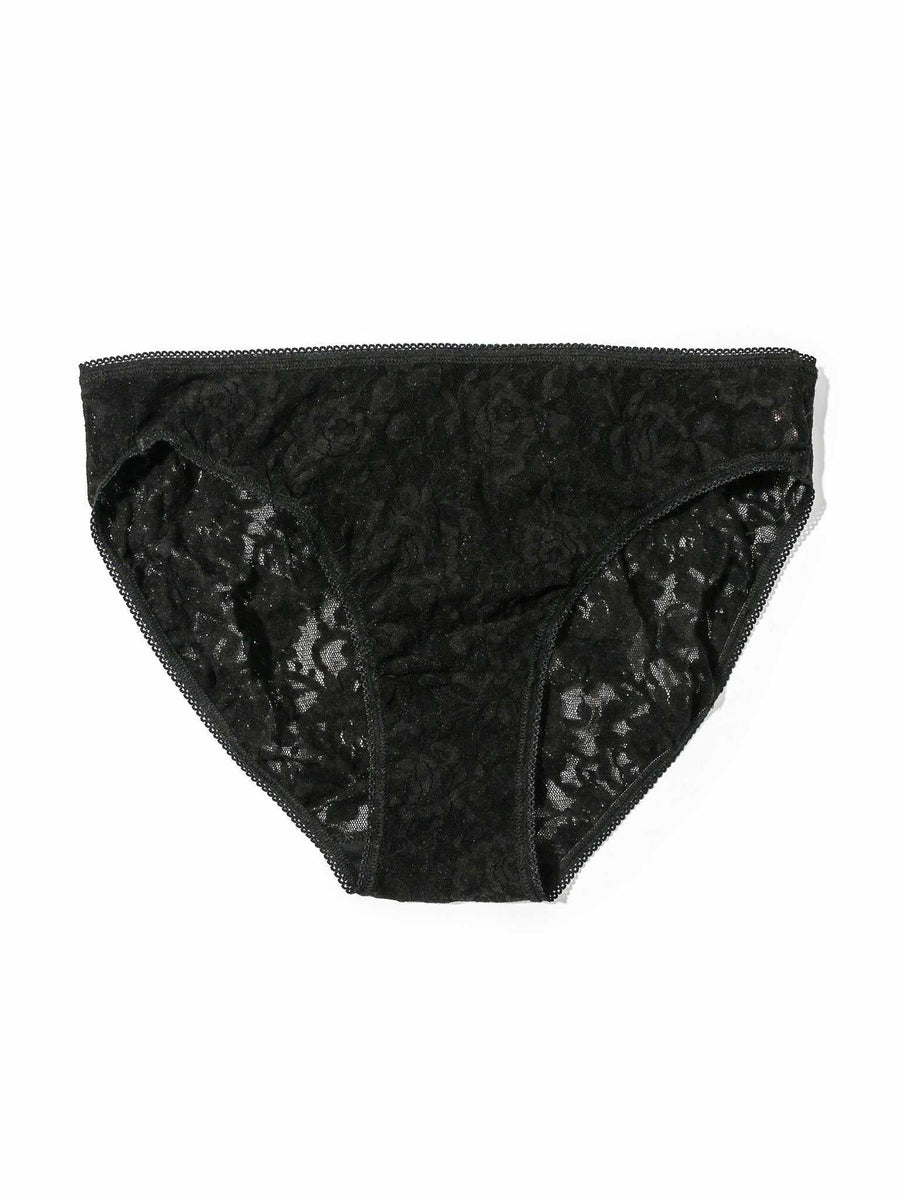 Signature Lace® Bikini Black - Flat Lay Front View, Black Floral Lace Bikini Panty | Hanky Panky