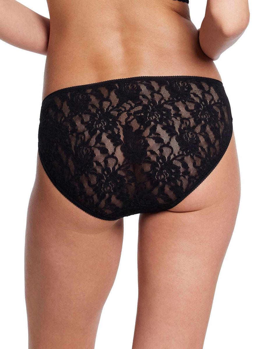 Signature Lace® Bikini Black - Back On-Model View, Full Coverage Lace Panty | Hanky Panky