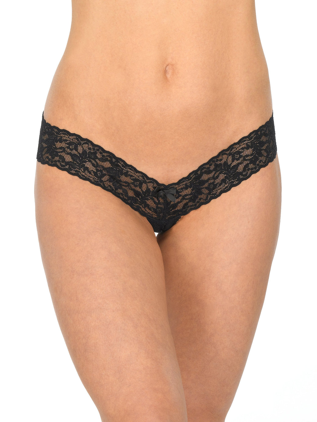 Signature Lace Crotchless Thong-BLACK-Hanky Panky